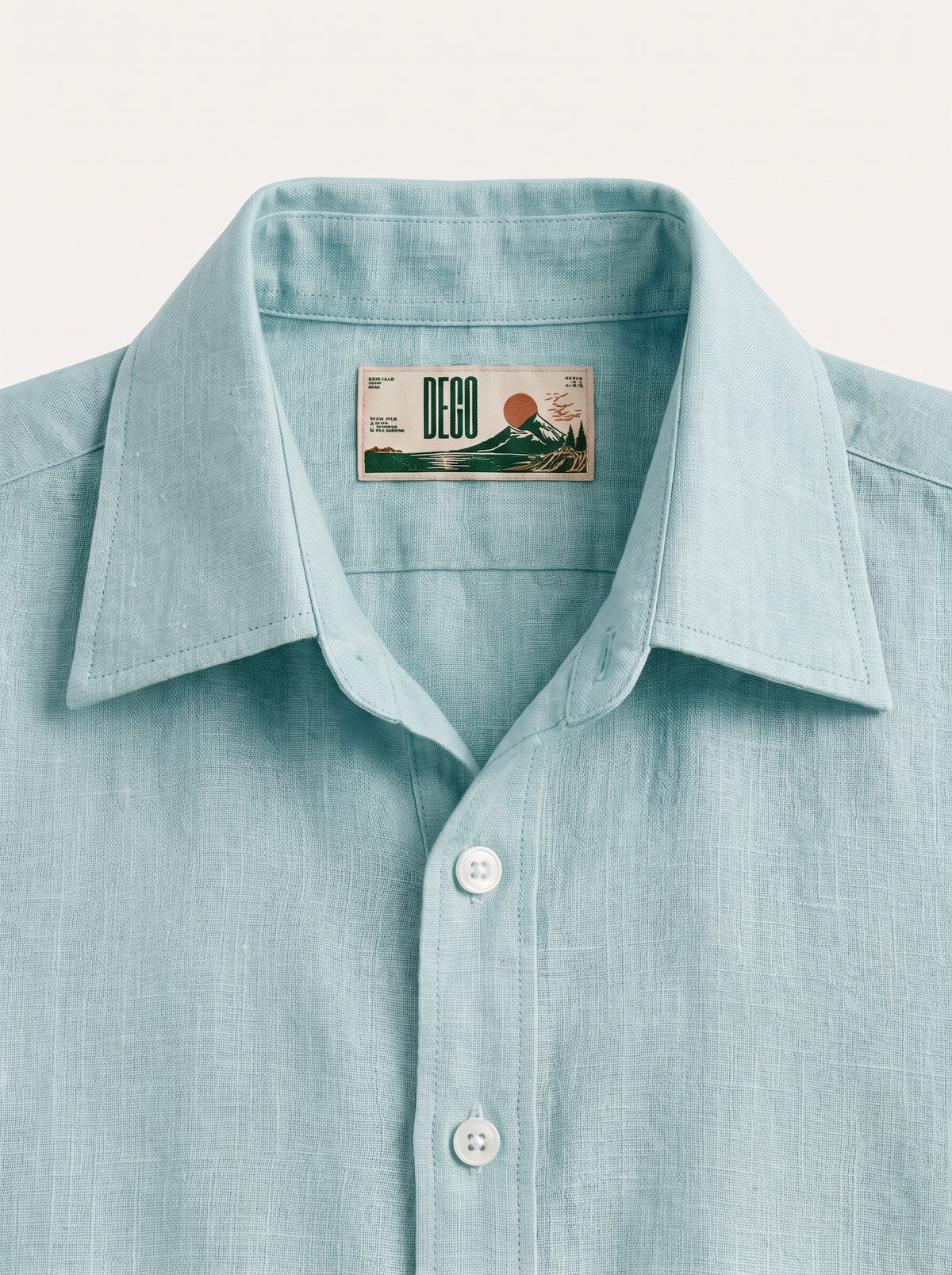 Vivid Blue Linen Shirt with European Collar