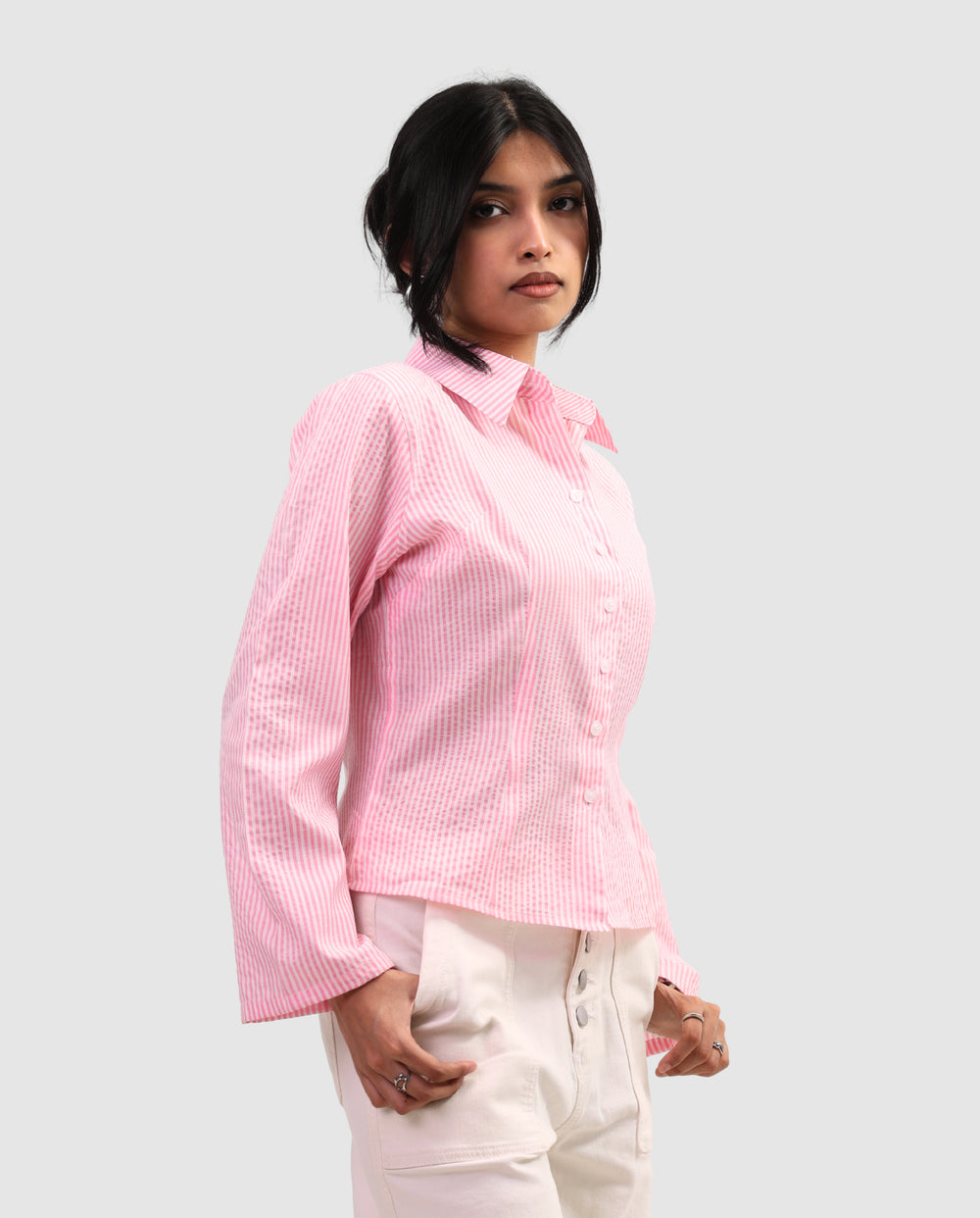 The Riviera Fitted Shirt - Stripe Pink