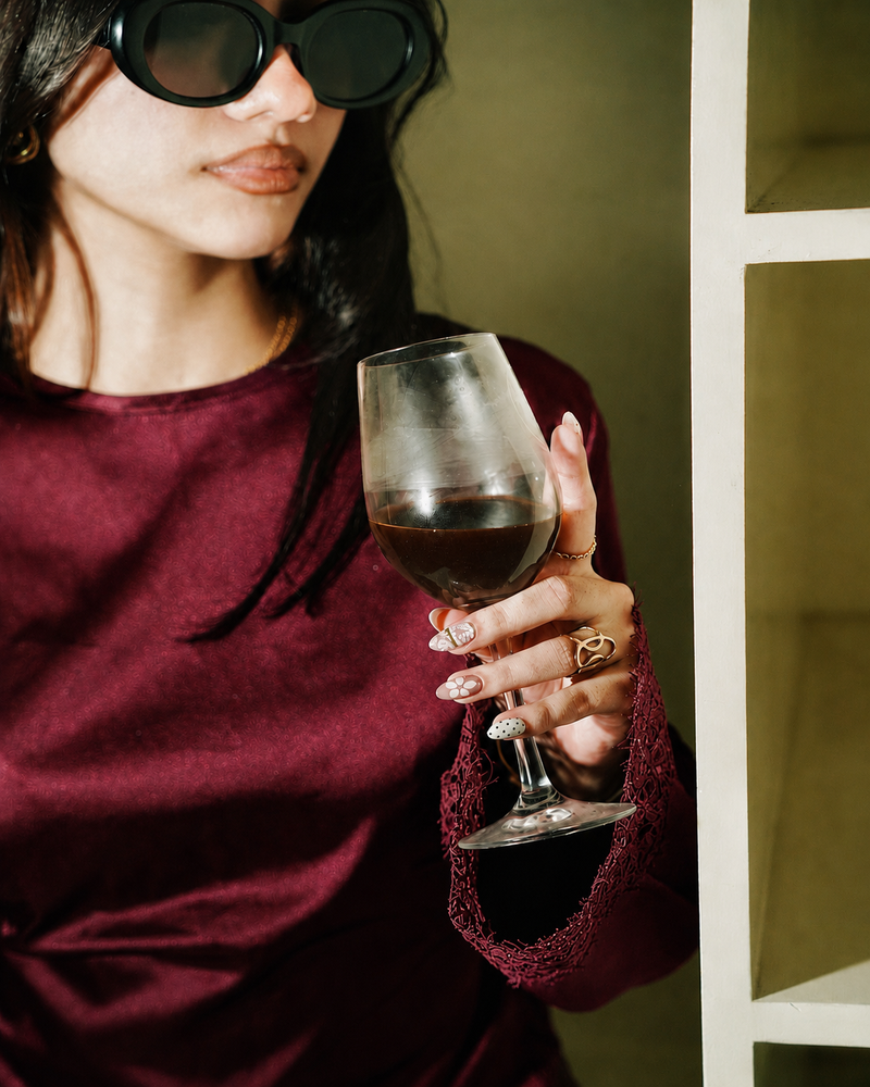 Women’s Satin Laced Top - Wine Red