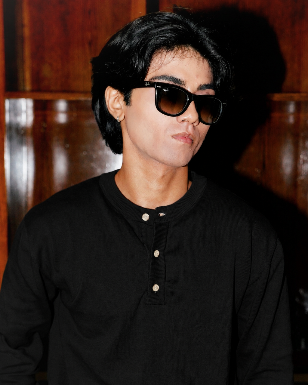 Knit Henley Tshirt - Black