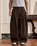 Unisex Prestige Pleated Pinstripe Pant - Brown