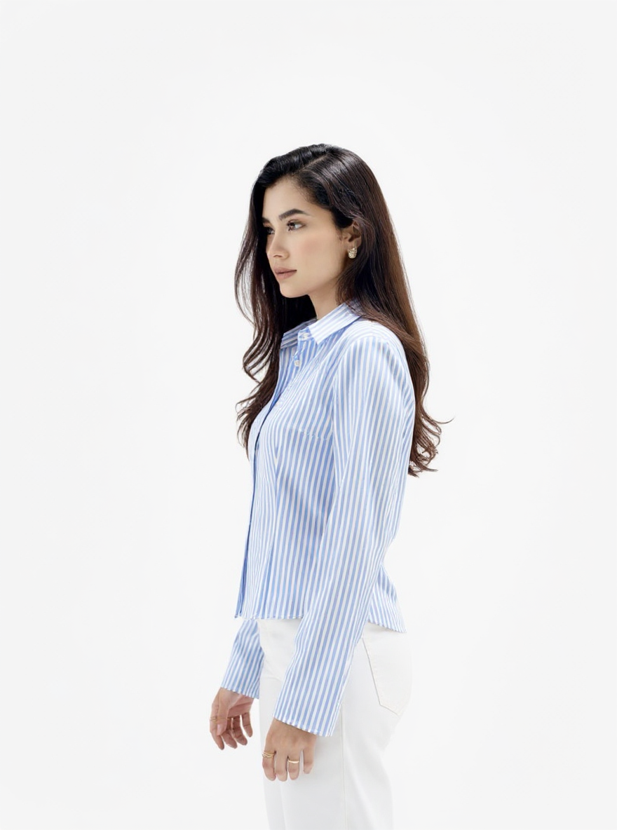 The Riviera Fitted Shirt - Stripe Blue