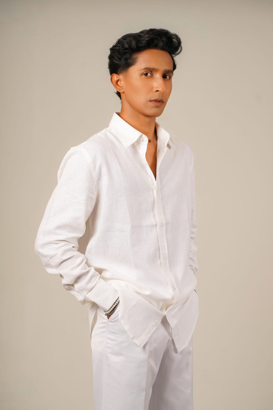 Pure Linen Shirt  -  White