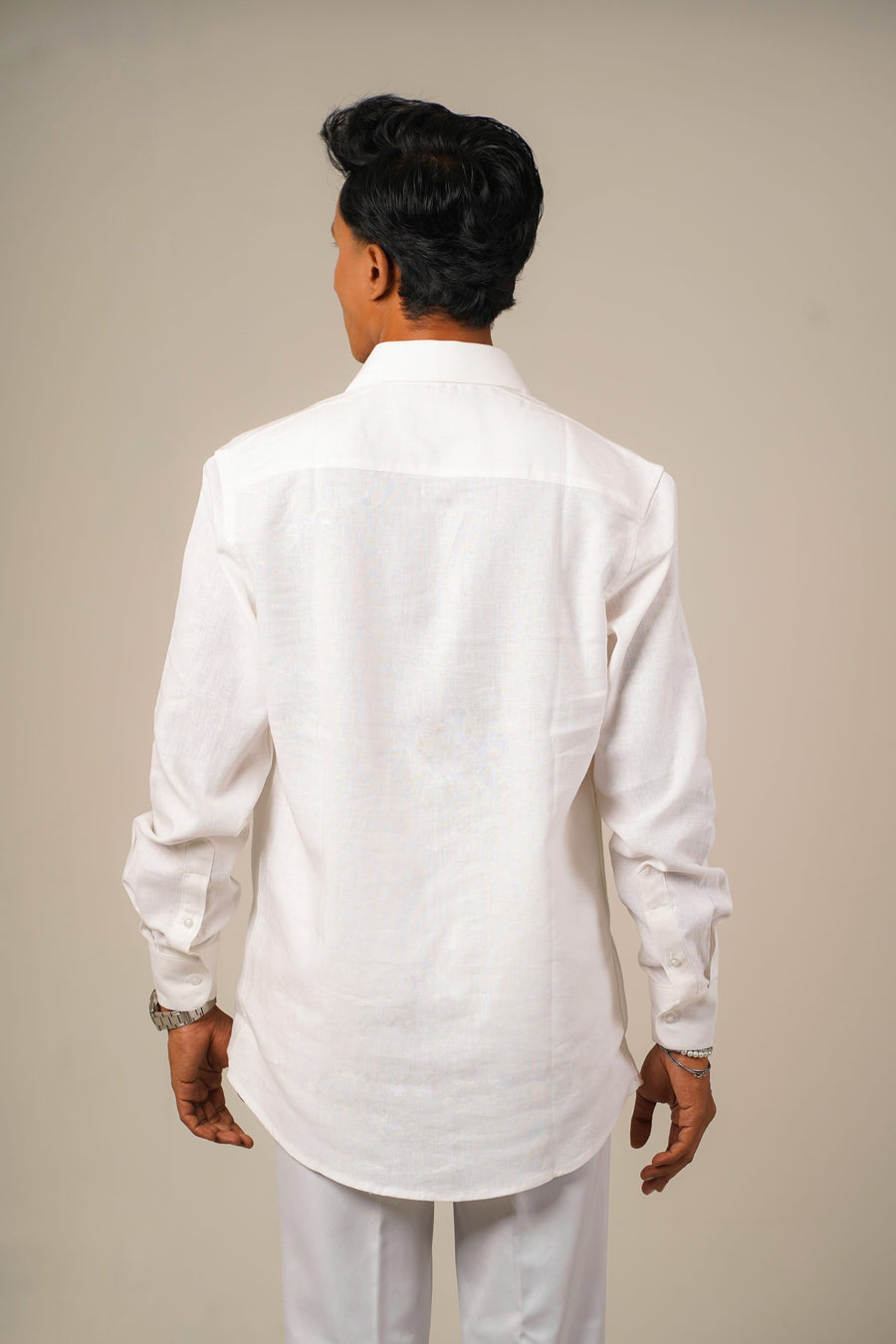 Pure Linen Shirt  -  White - Image 5