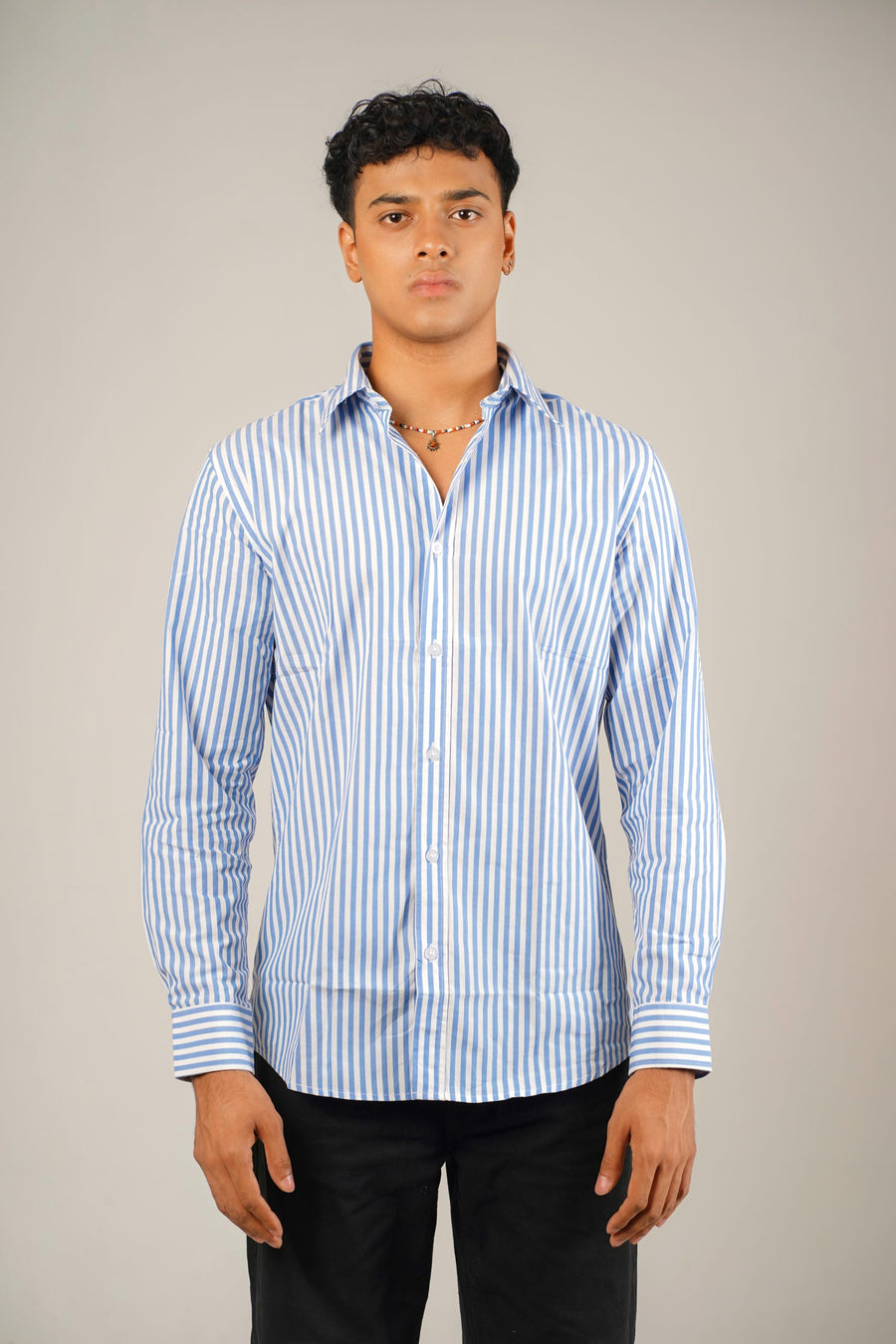 Full Sleeve Striped Blue Shirt