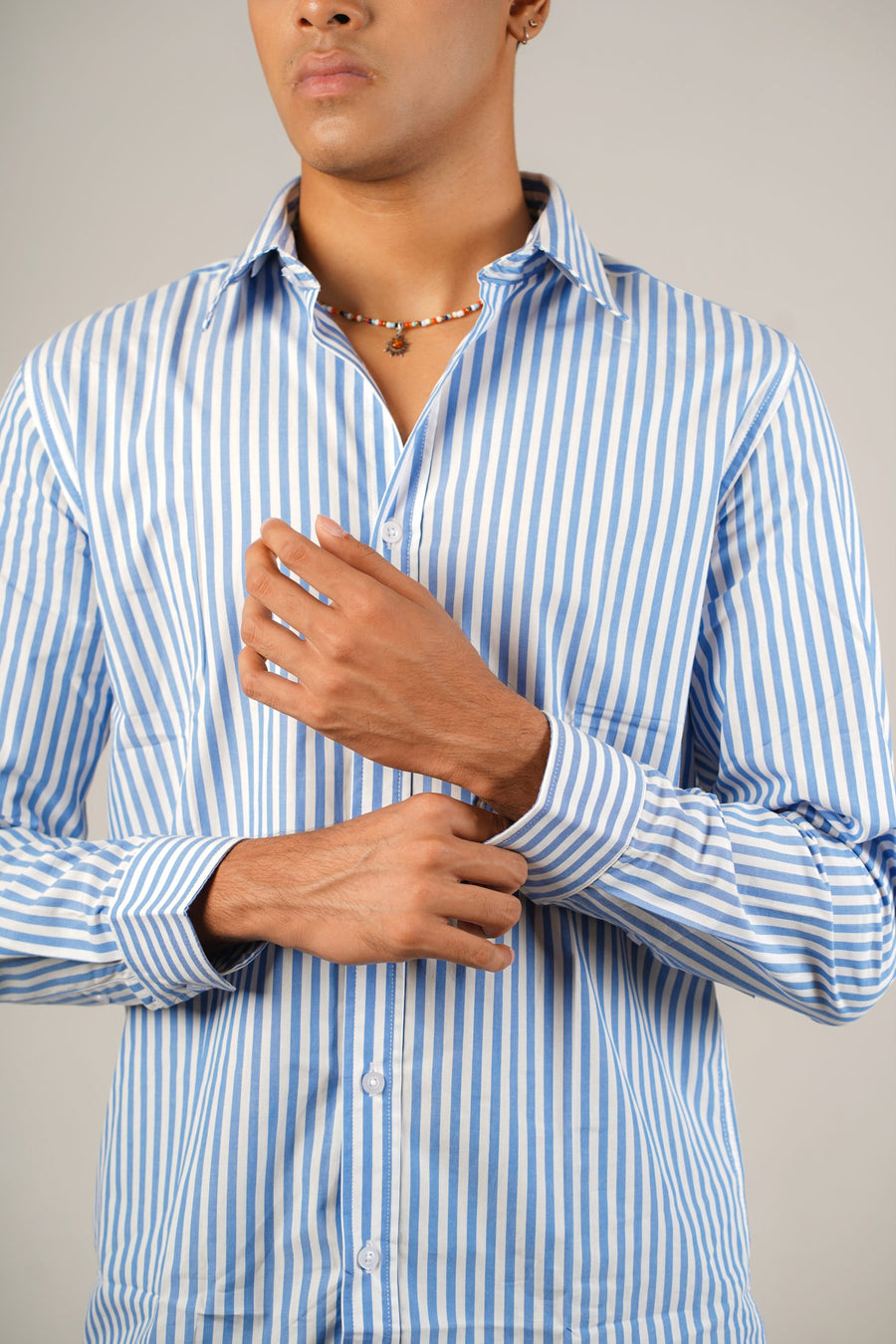 Full Sleeve Striped Blue Shirt - Image 3