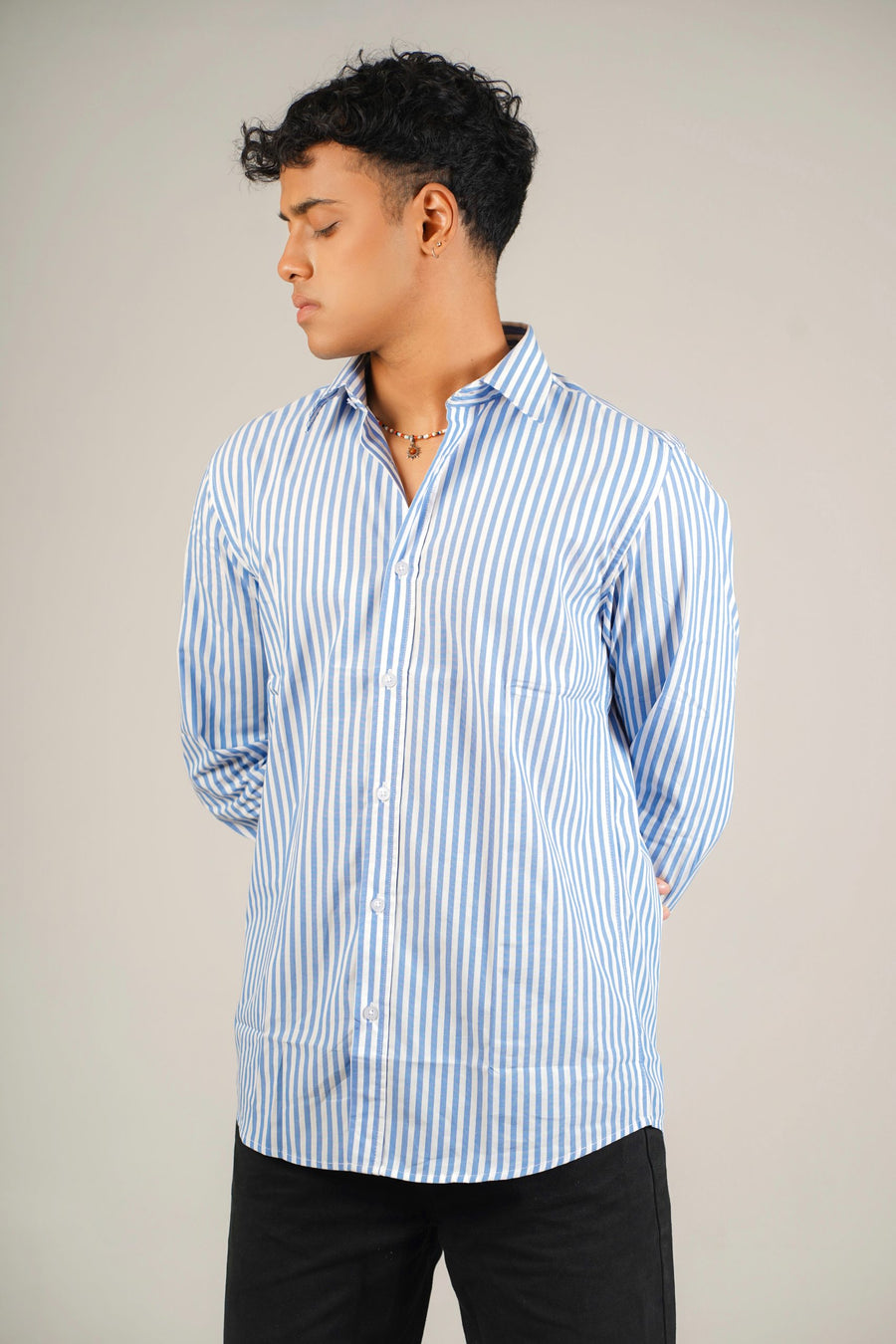 Full Sleeve Striped Blue Shirt