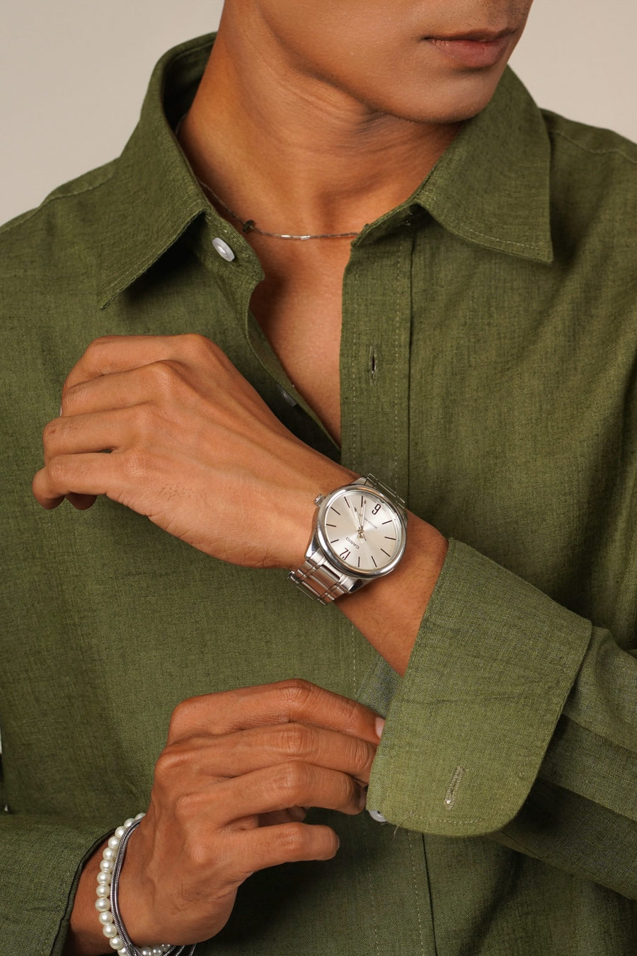 Pure Linen Shirt  -  Olive Green - Image 3