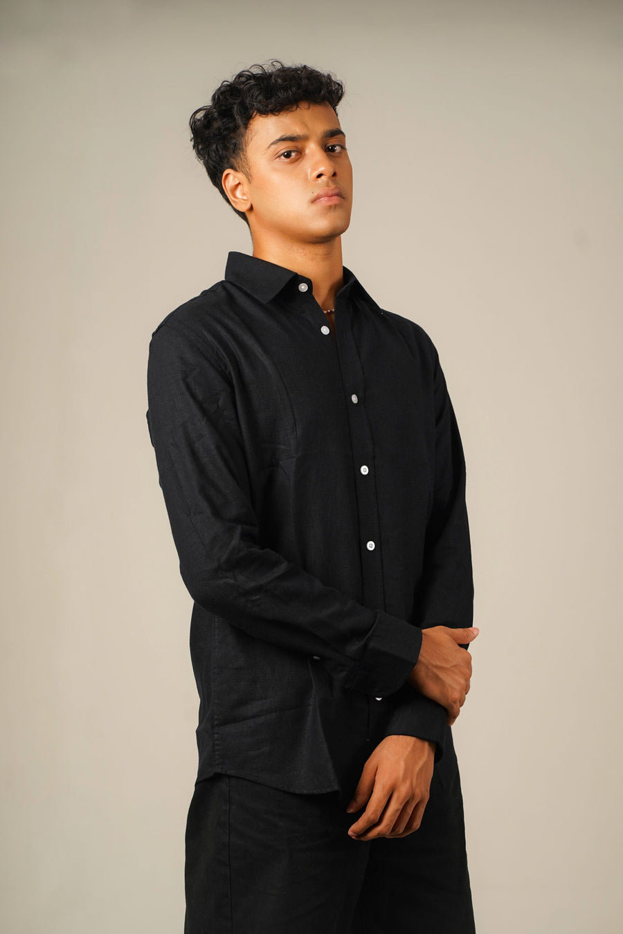 Pure Linen Shirt  -  Black - Image 3