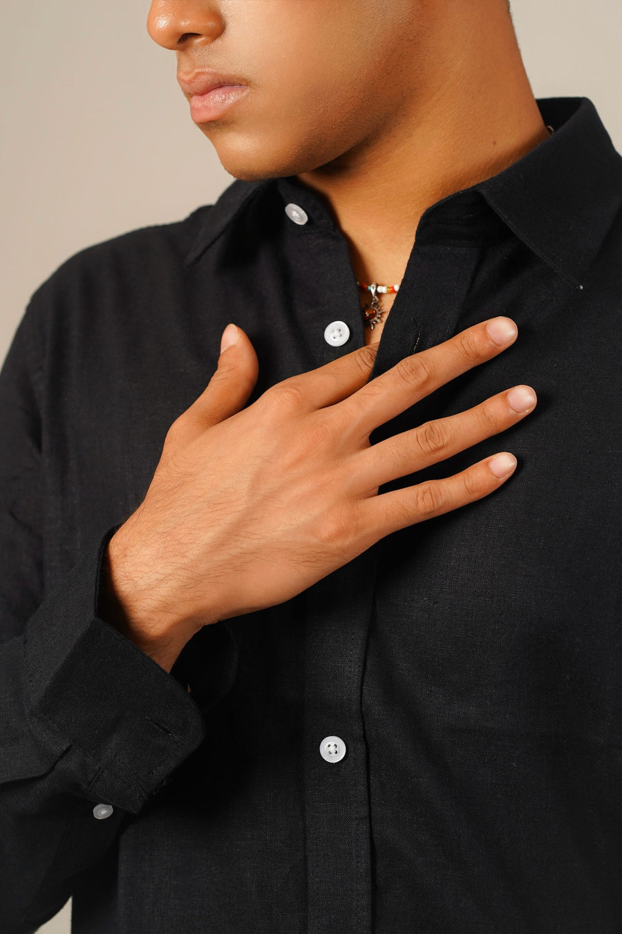 Pure Linen Shirt  -  Black - Image 4