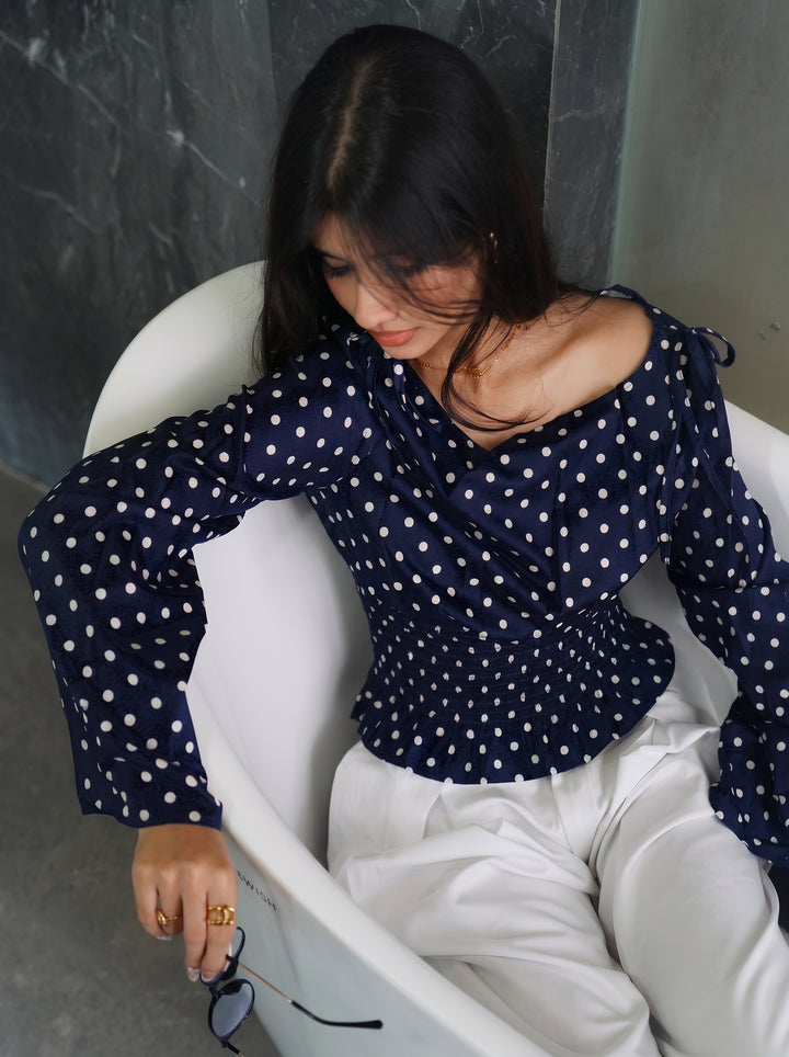 Women’s Polka Dot Top - Navy Blue