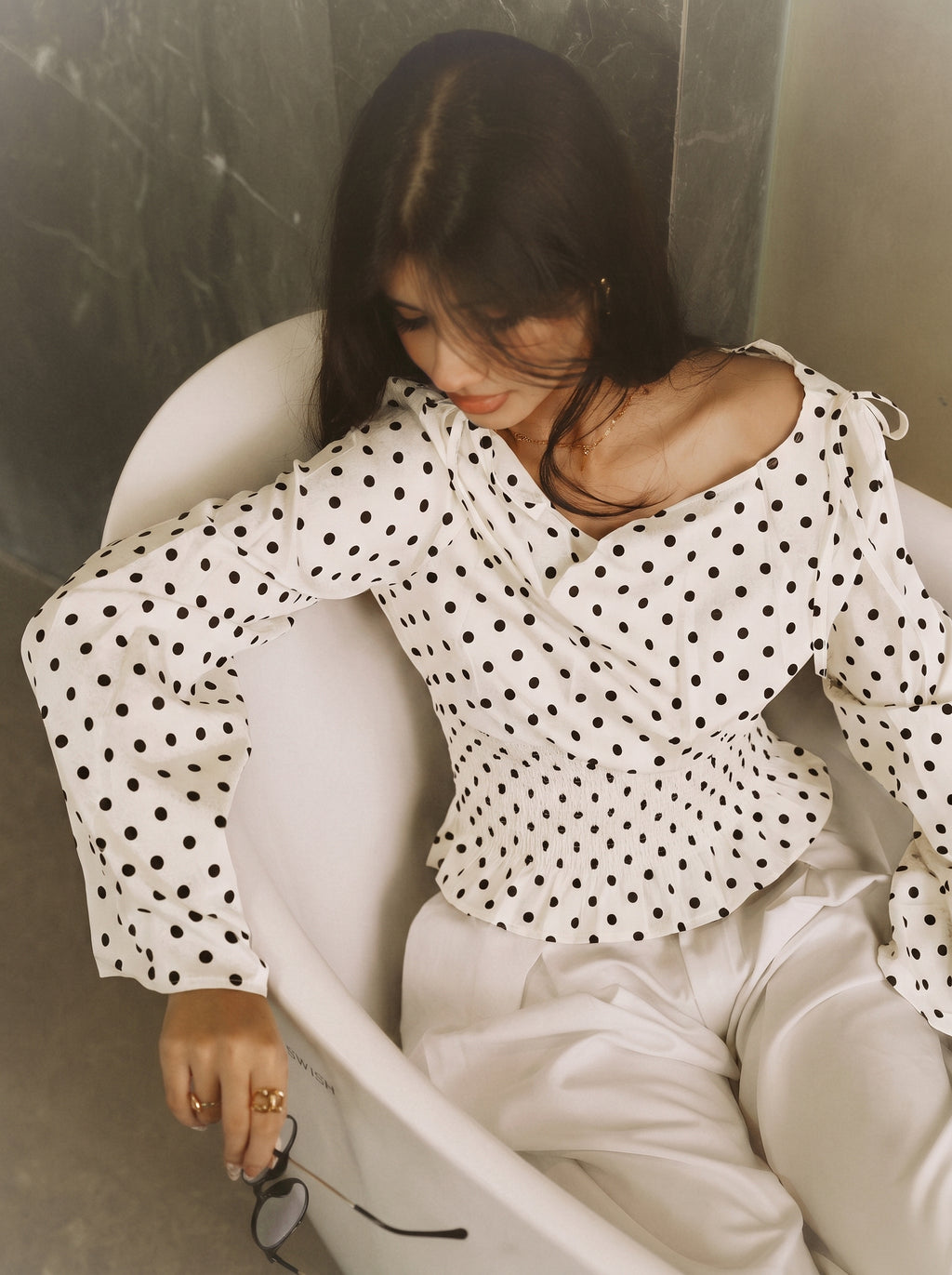 Women’s Polka Dot Top - White