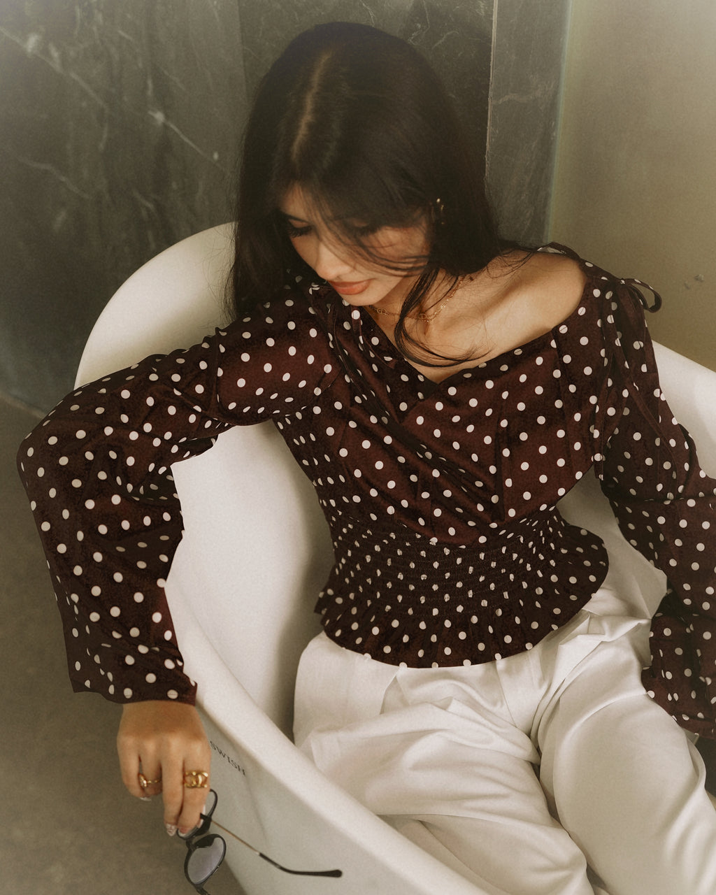 Women’s Polka Dot Top - Brown