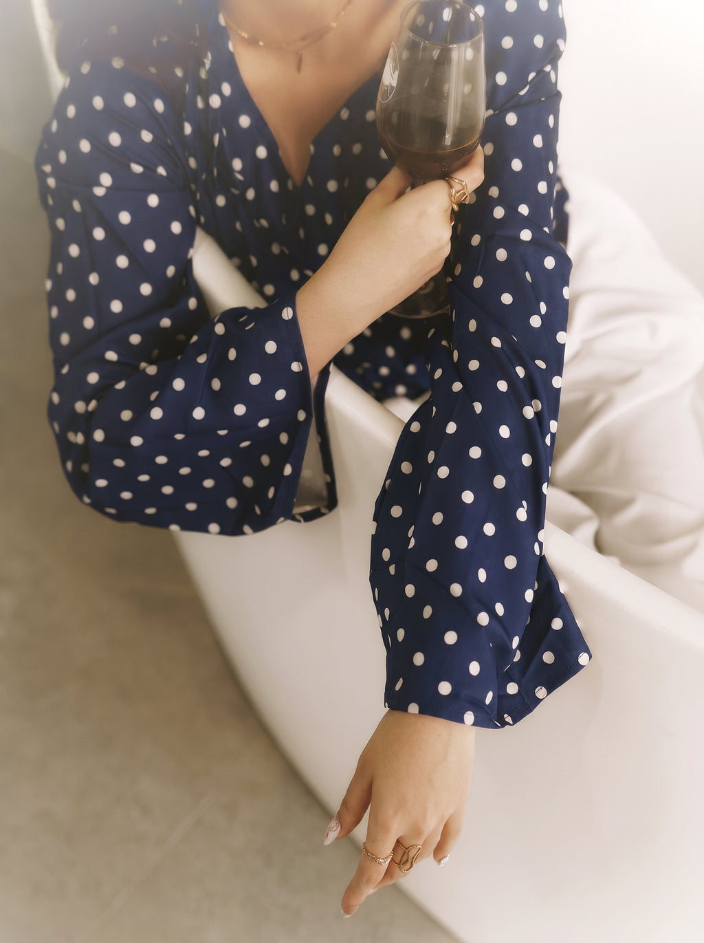 Women’s Polka Dot Top - Navy Blue