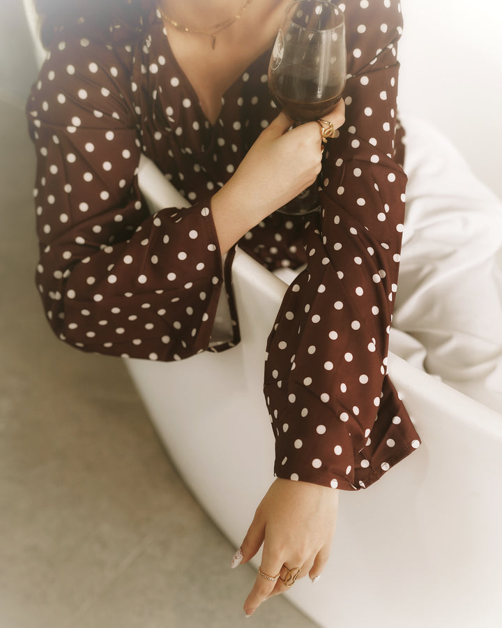 Women’s Polka Dot Top - Brown