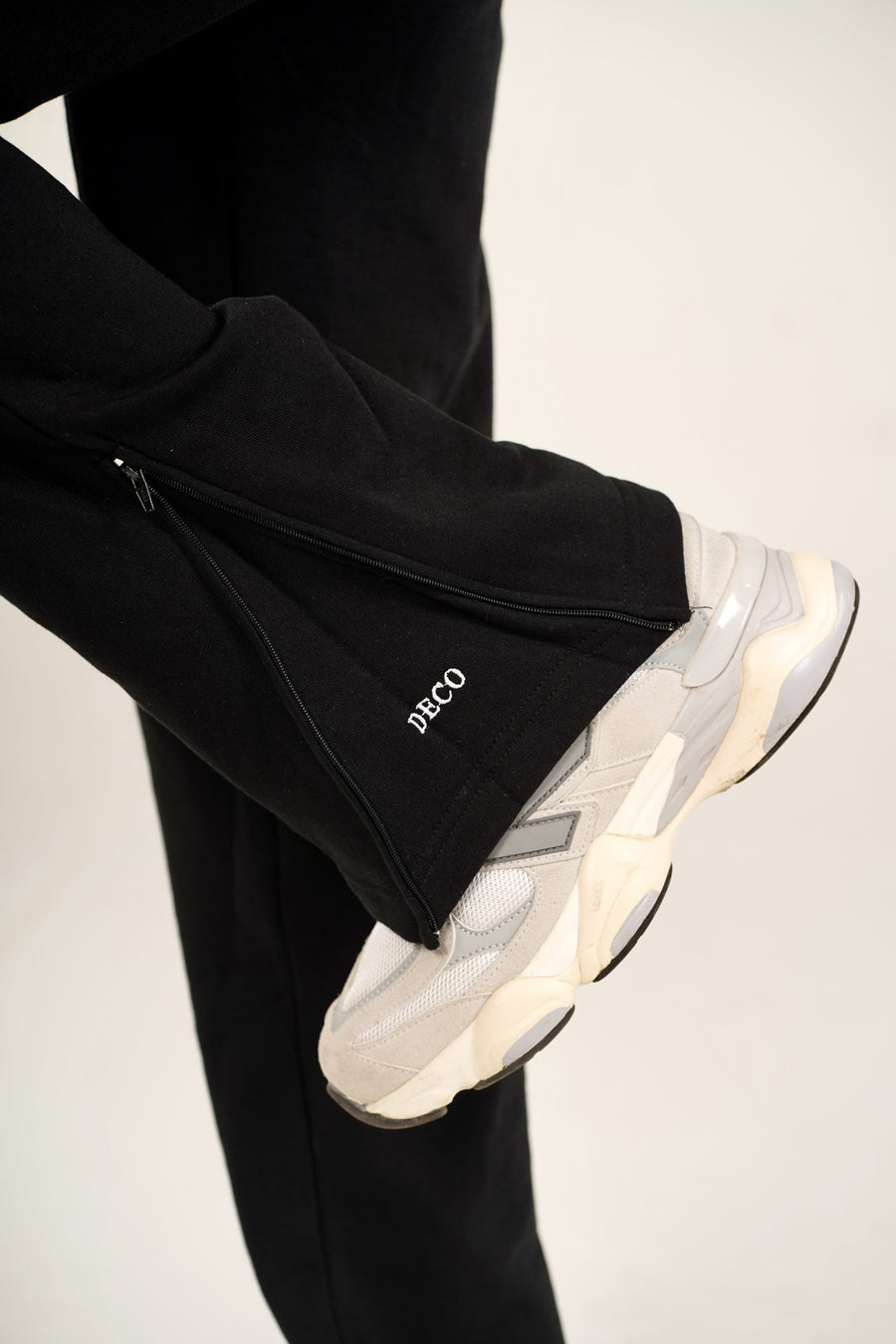 Deco Zip Flared Trousers - Black - 350GSM - Image 3