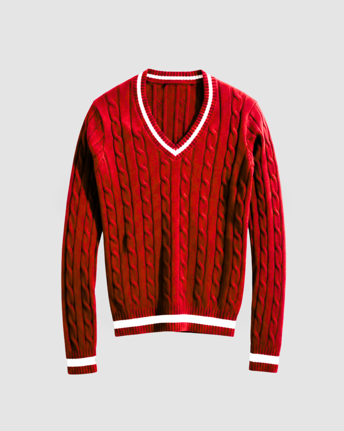 Valeria Women's V-Neck Sweater - Cherry Red
