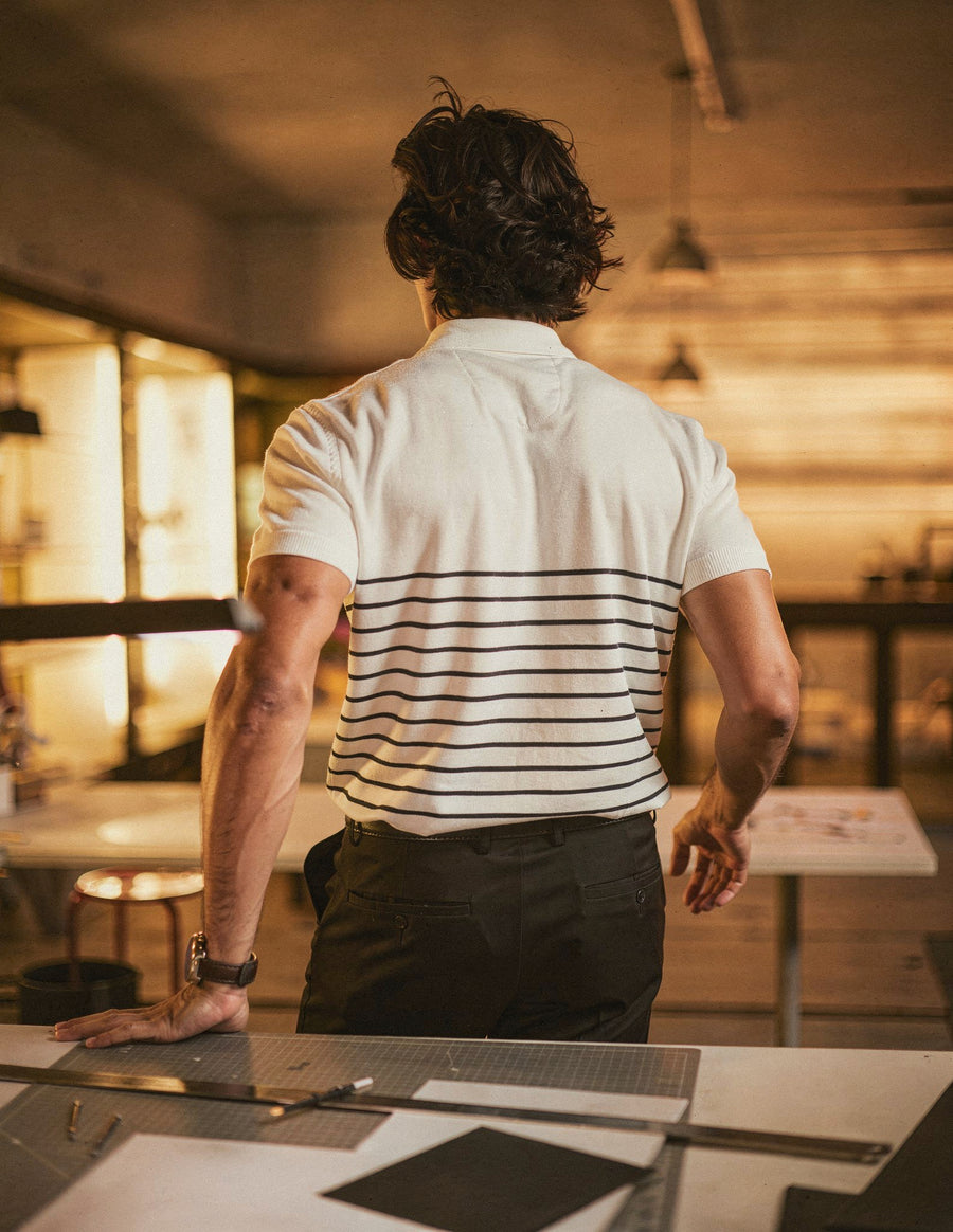 Striped Knit Polo - White - Image 4