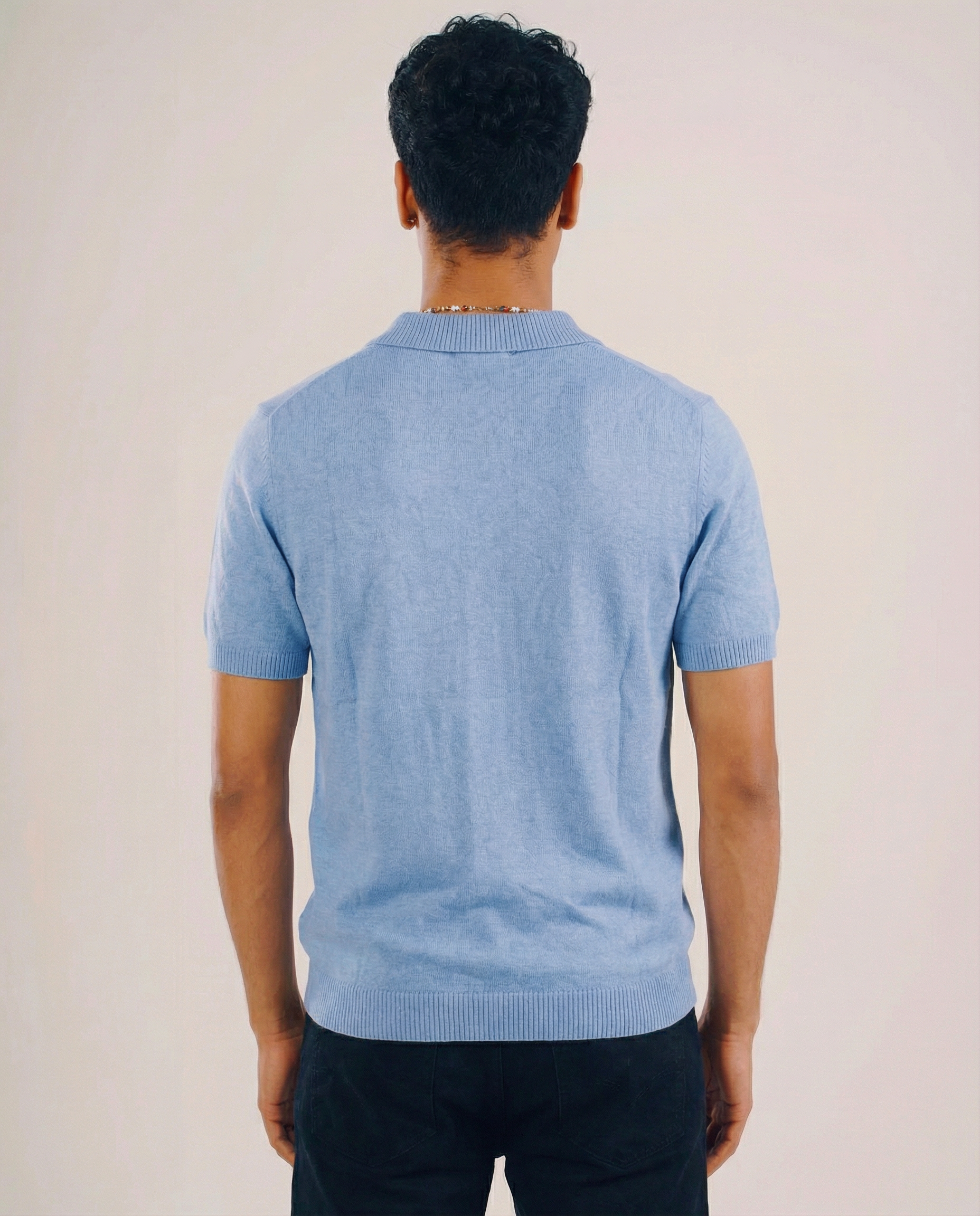 Premium Knit Polo - Light Blue