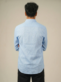 Pure Linen Shirt  -  Light Blue