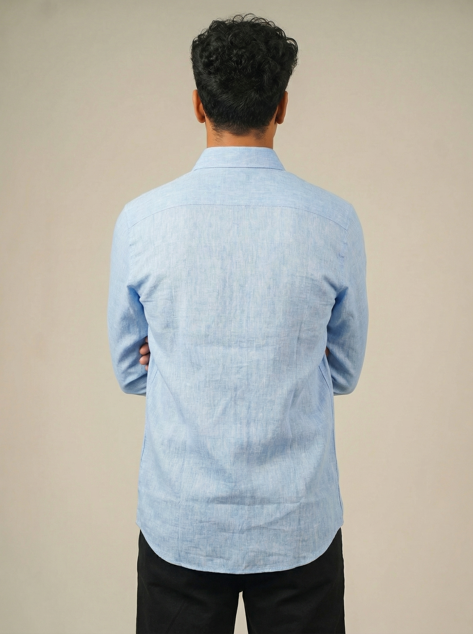 Pure Linen Shirt  -  Light Blue