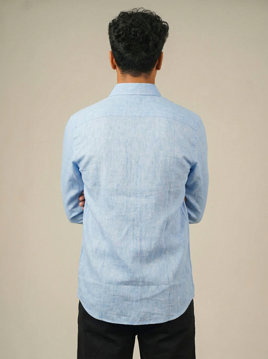 Pure Linen Shirt  -  Light Blue - Image 2