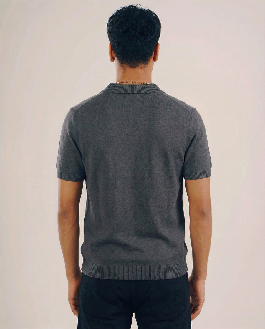 Premium Knit Polo - Charcoal Grey - Image 3