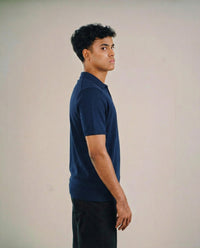 Premium Knit Polo - Navy Blue