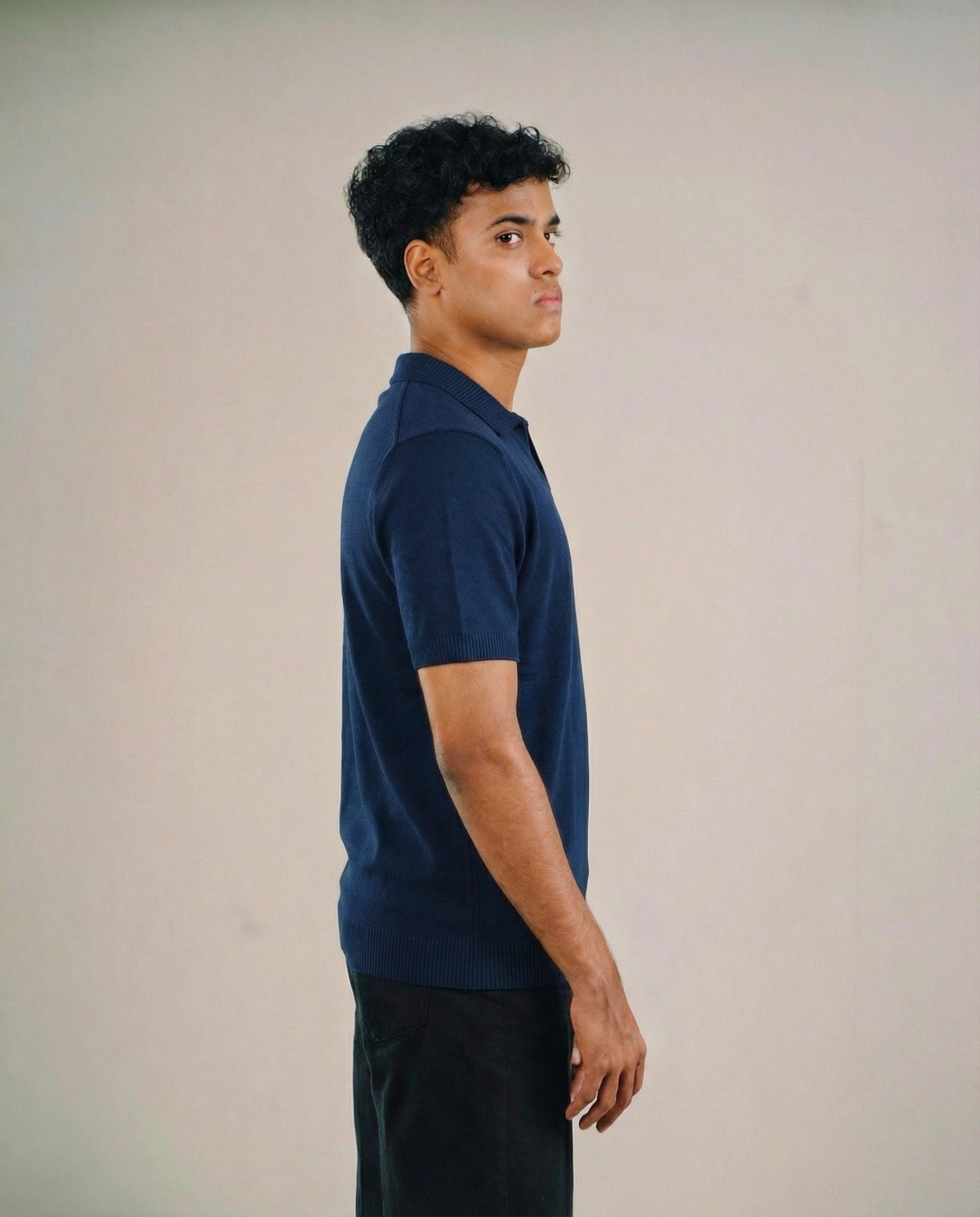 Premium Knit Polo - Navy Blue