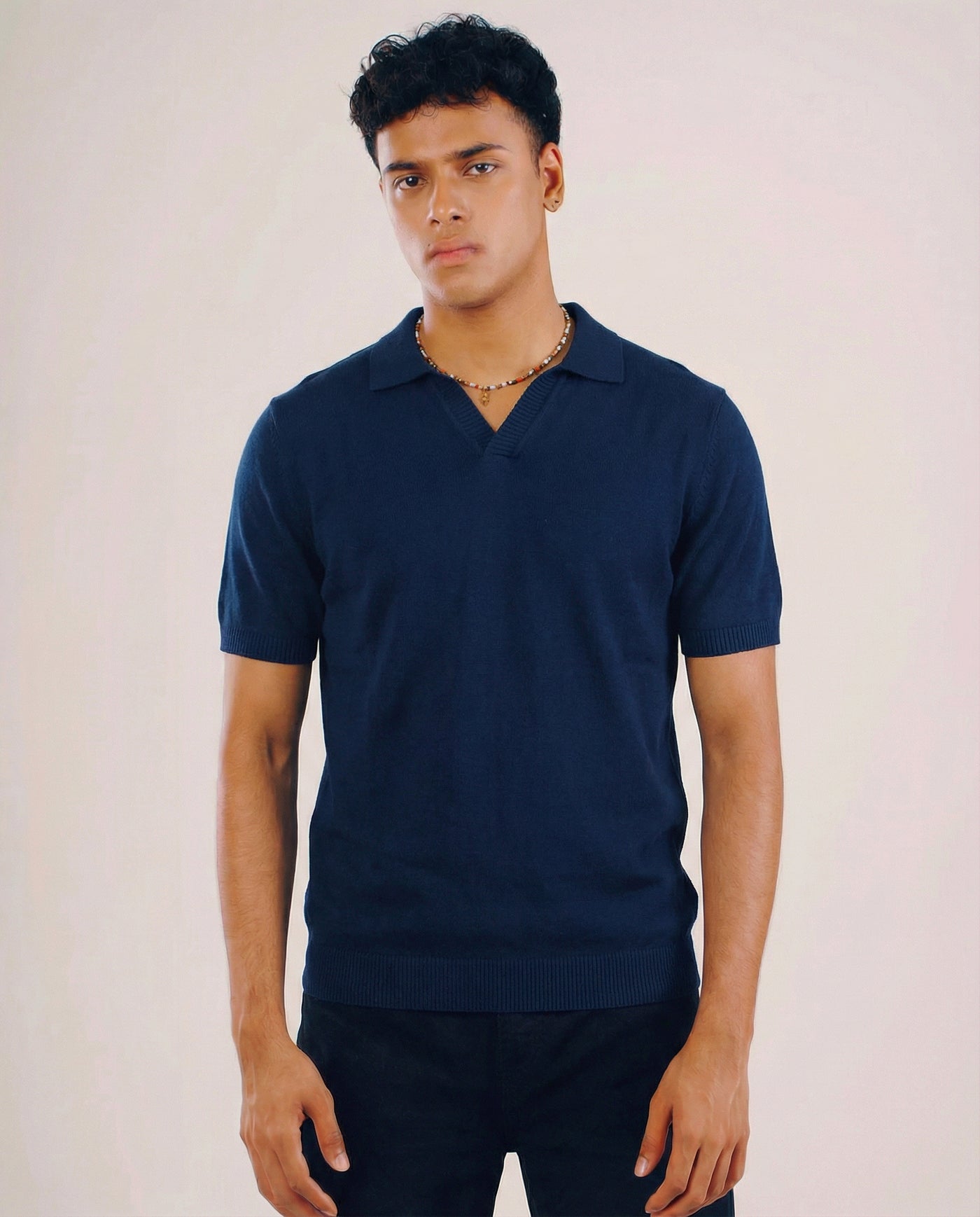 Premium Knit Polo - Navy Blue