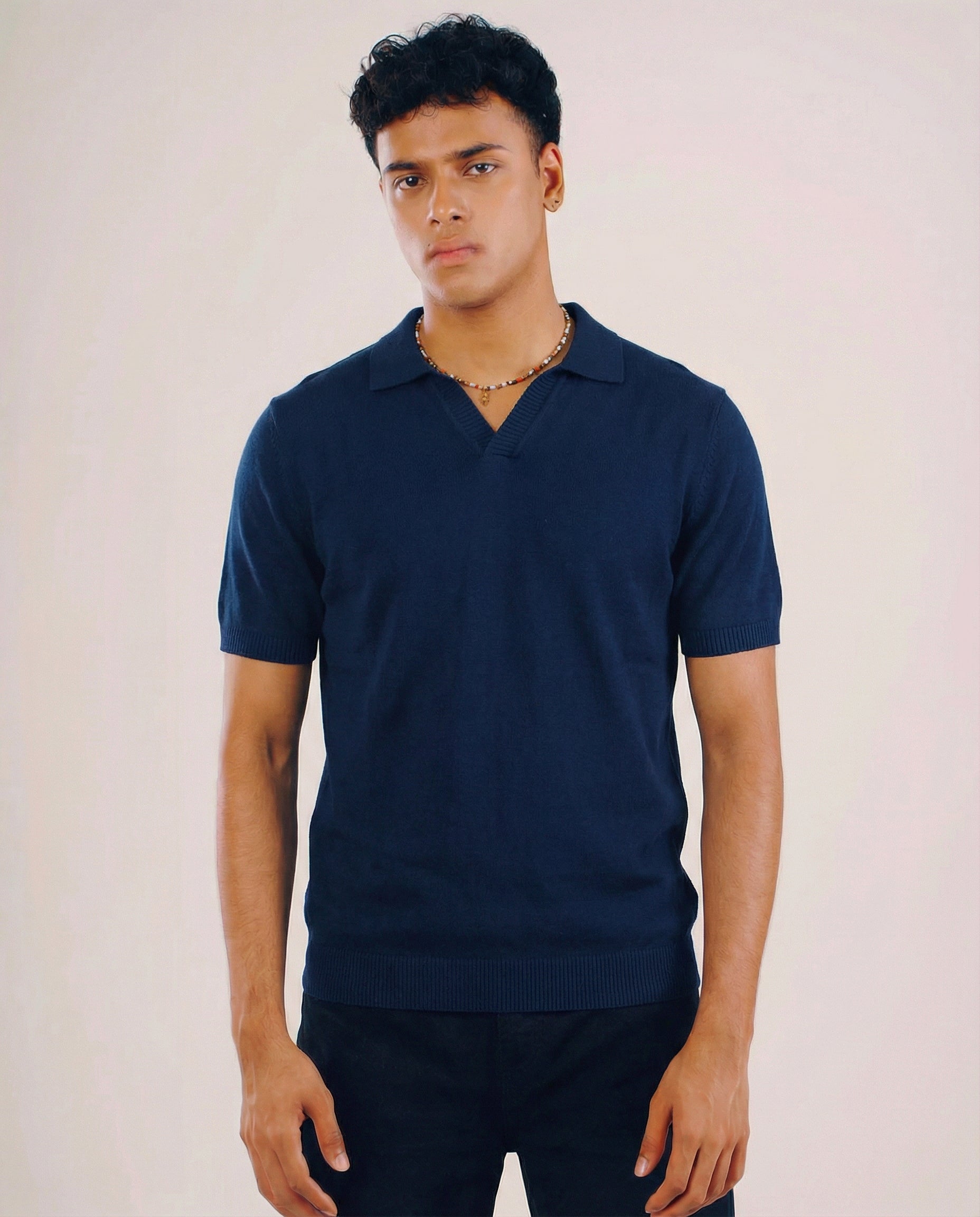 Premium Knit Polo - Navy Blue