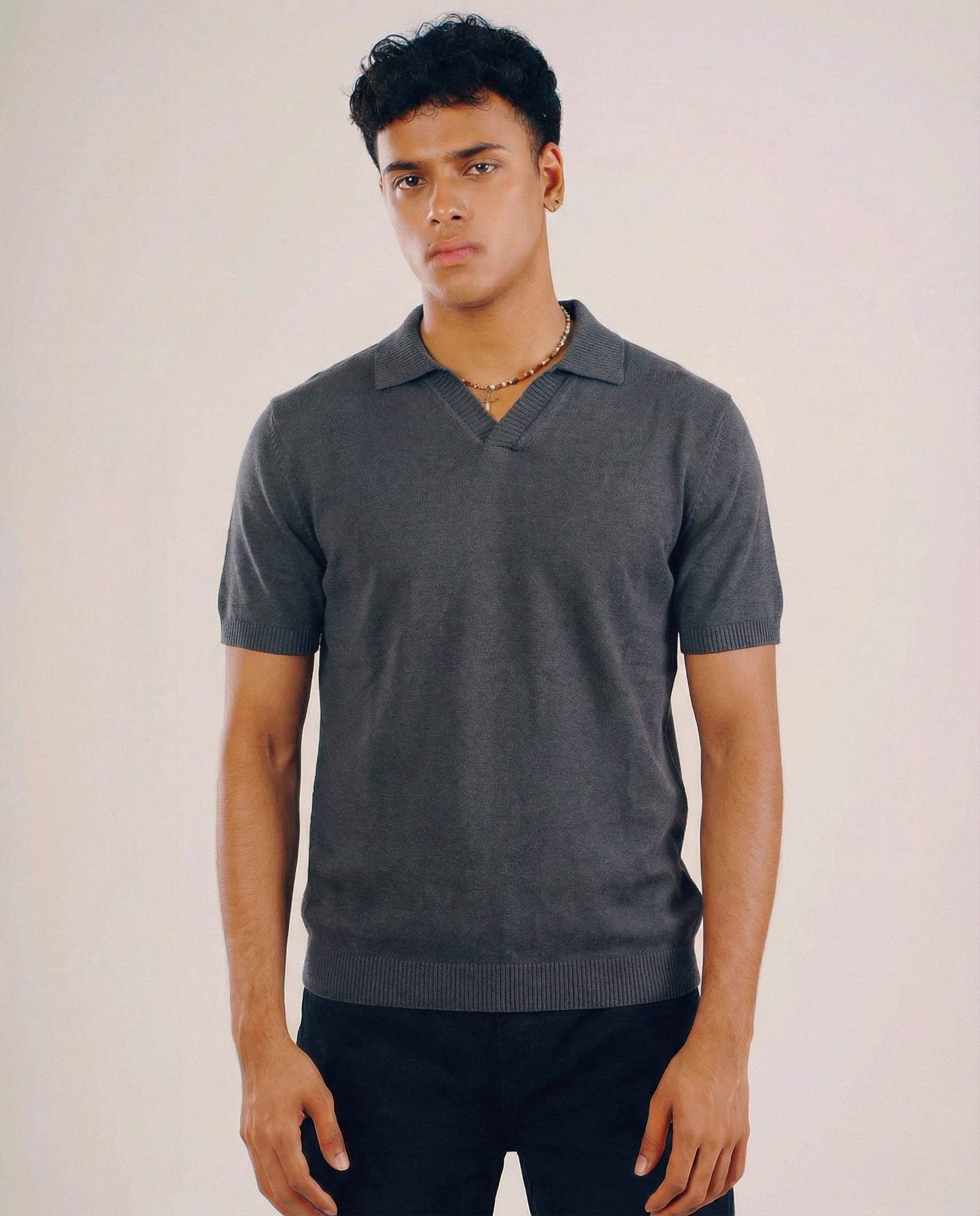 Premium Knit Polo - Charcoal Grey