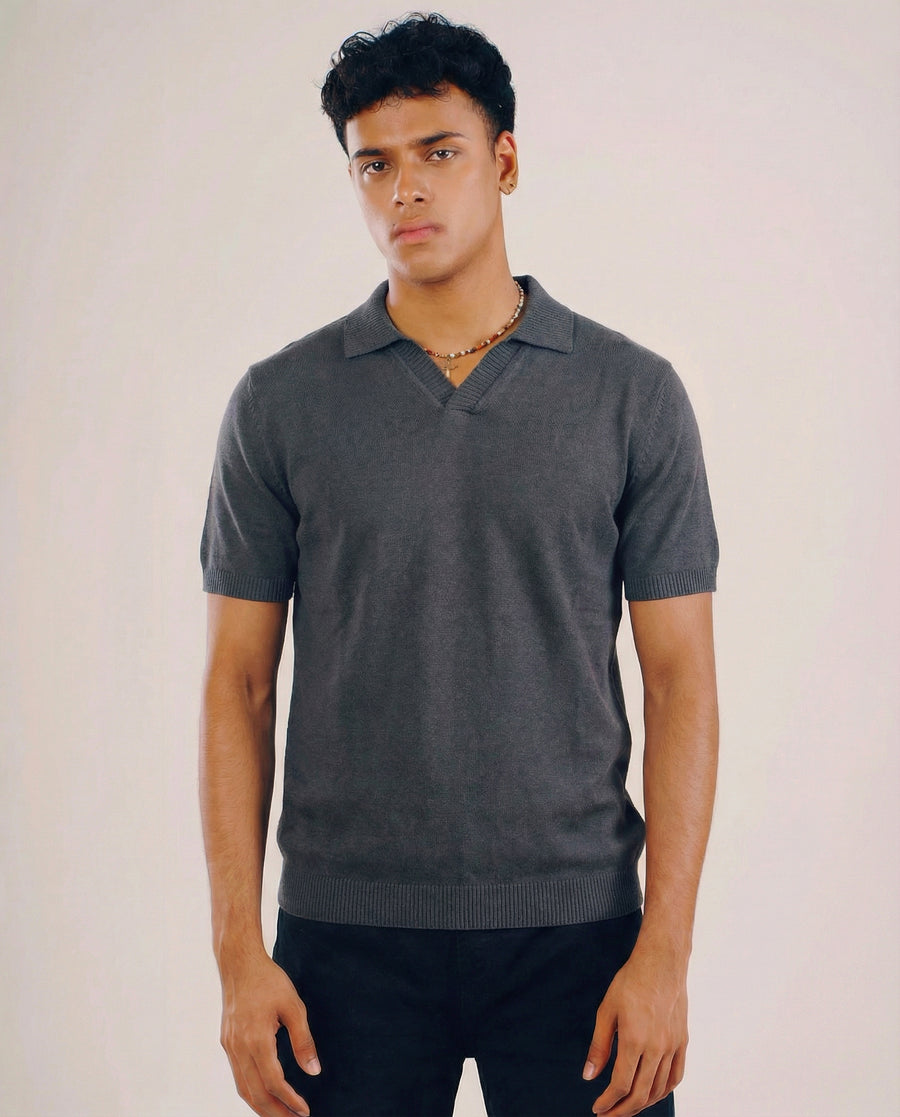Premium Knit Polo - Charcoal Grey - Image 1