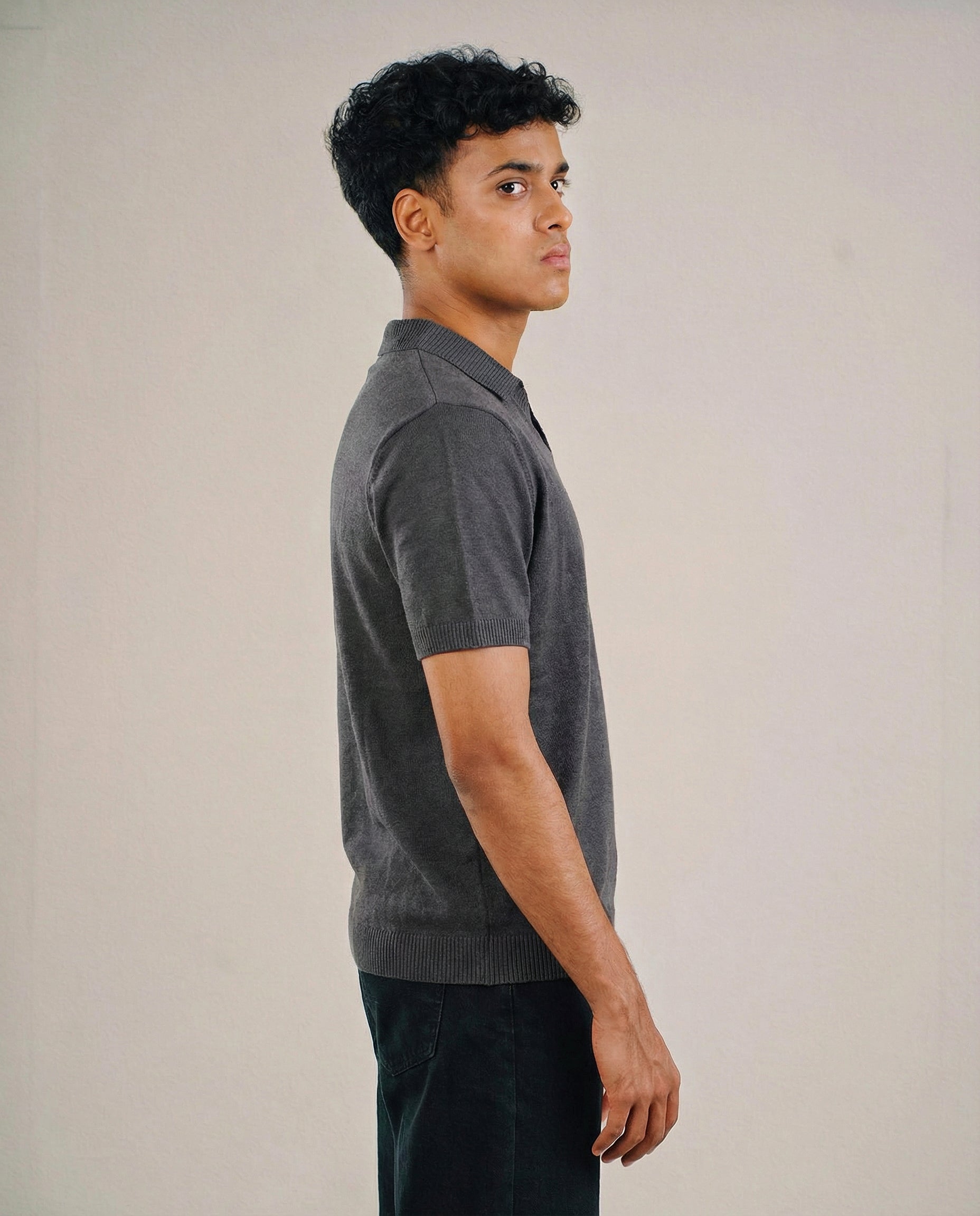 Premium Knit Polo - Charcoal Grey