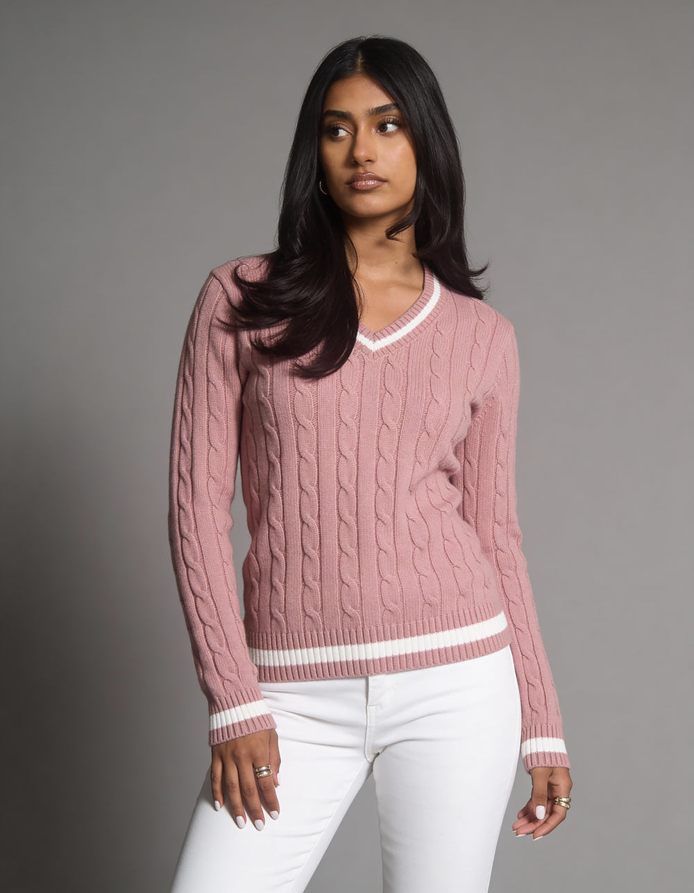 Valeria Women's V-Neck Sweater - Pink