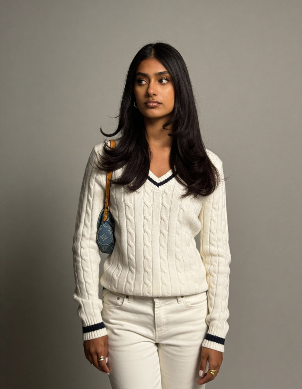 Valeria Women's V-Neck Sweater - White