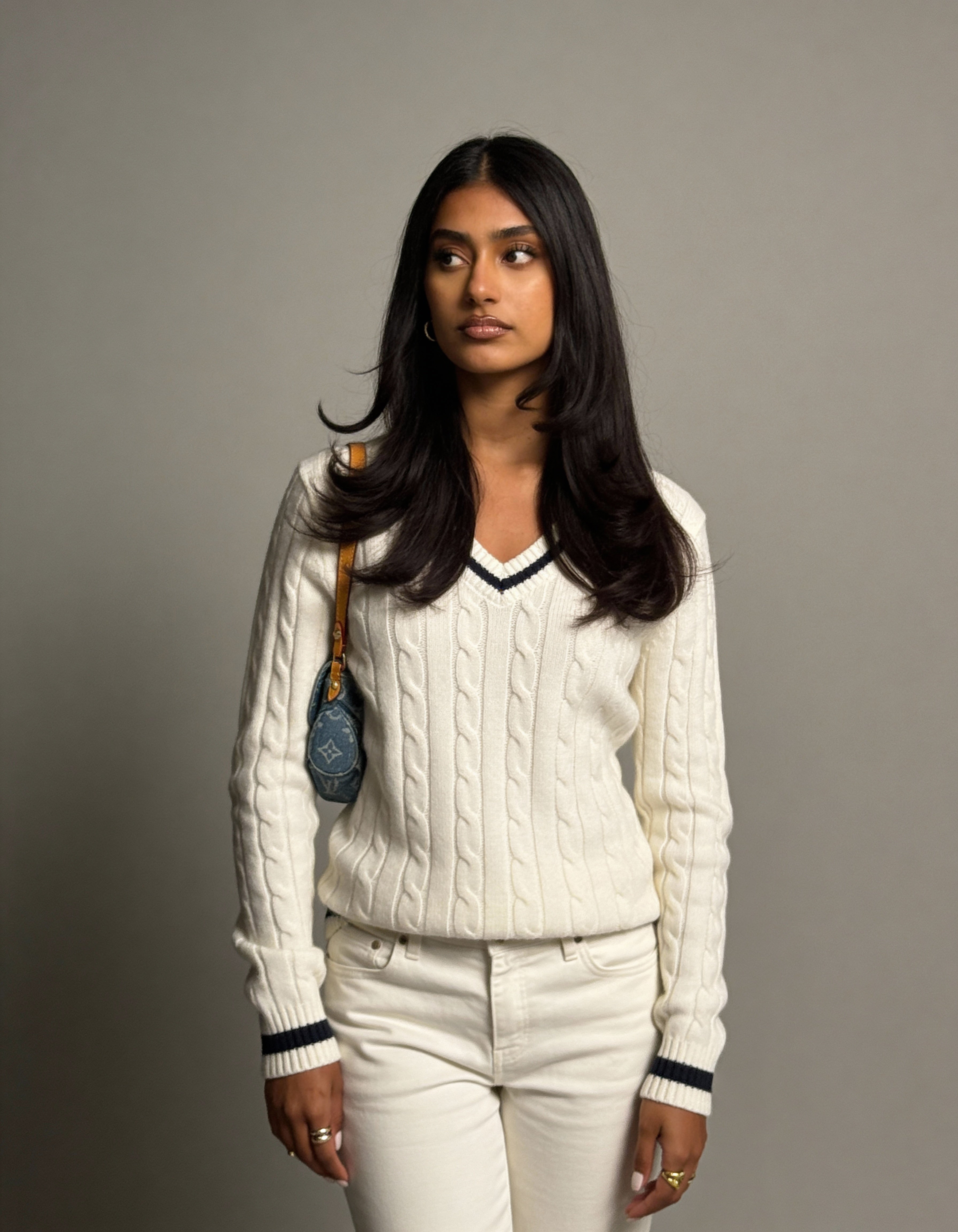 Valeria Women's V-Neck Sweater - White