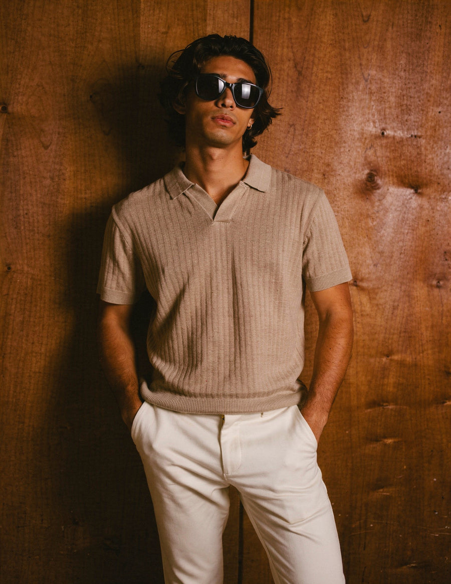 Premium Knit Polo - Beige - Image 1