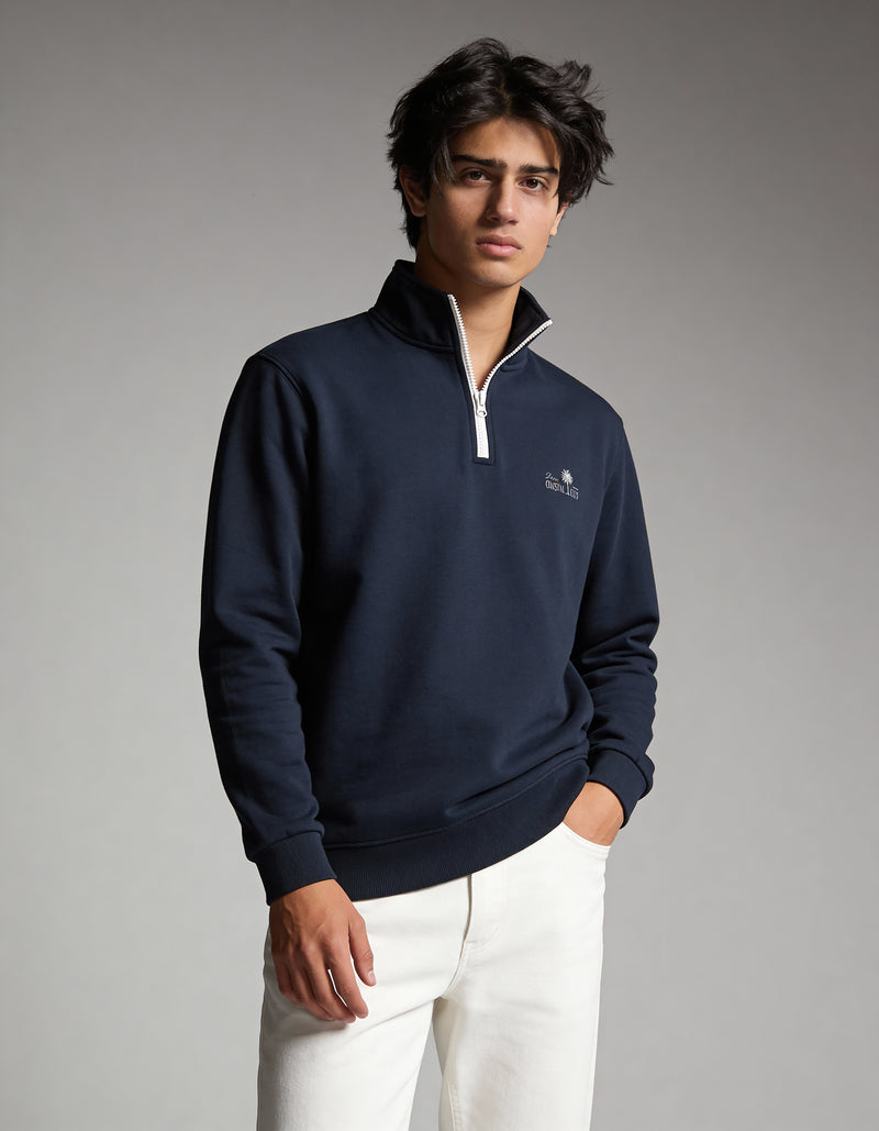 Deco Coastal Club Fleece Quarter Zip - Navy Blue