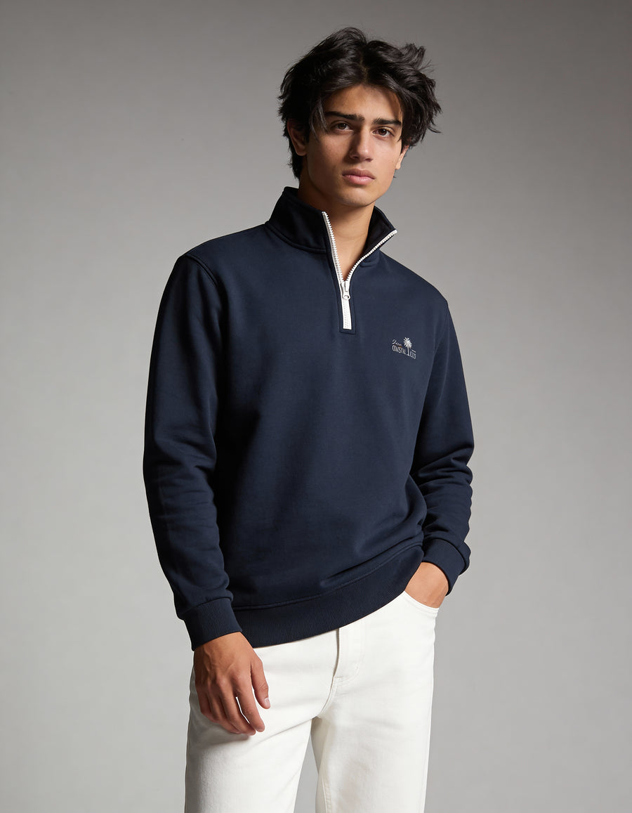 Deco Coastal Club Fleece Quarter Zip - Navy Blue - Image 1
