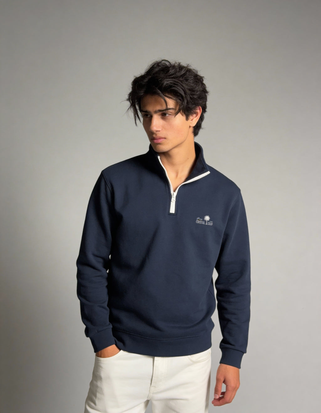 Deco Coastal Club Fleece Quarter Zip - Navy Blue