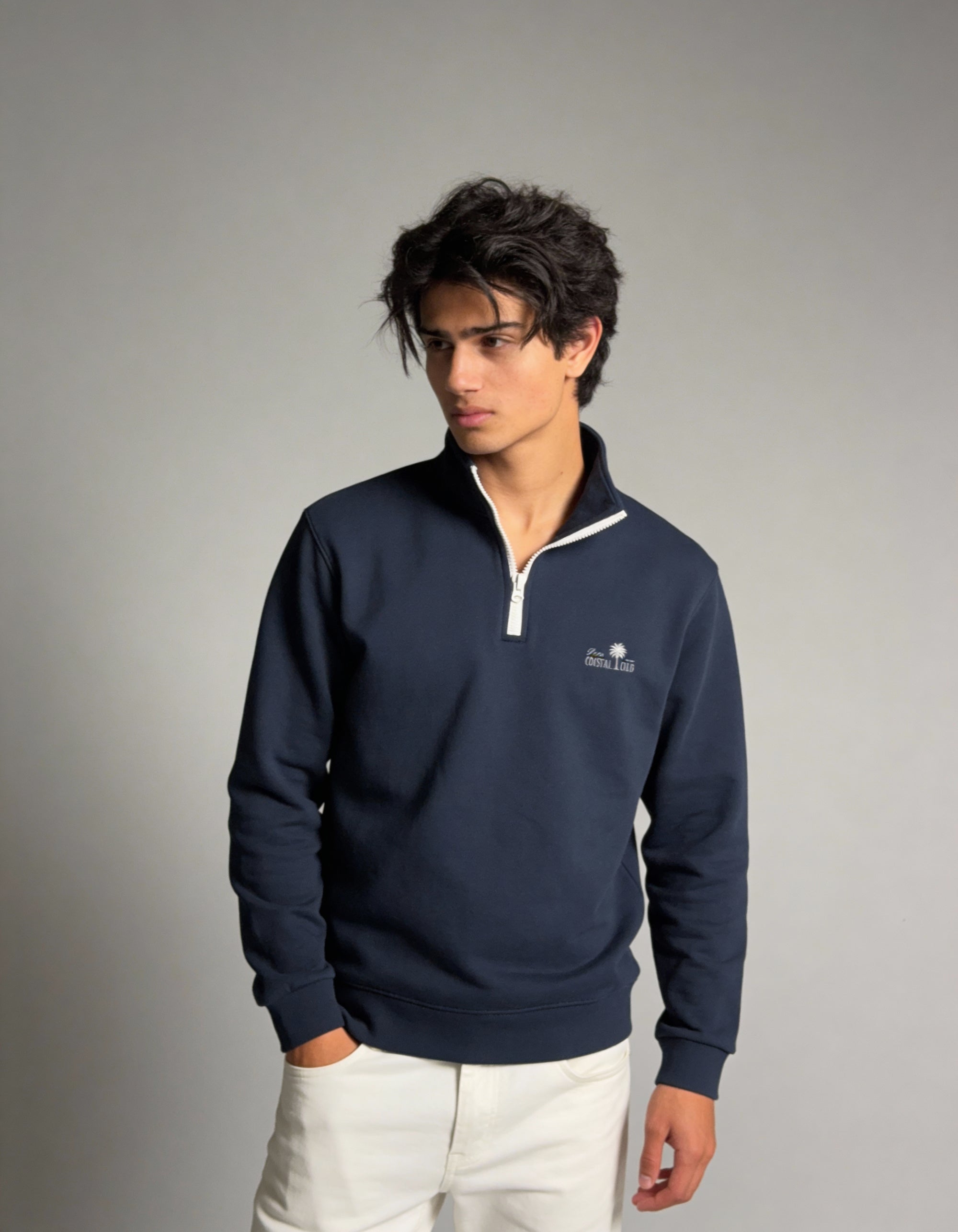 Deco Coastal Club Fleece Quarter Zip - Navy Blue