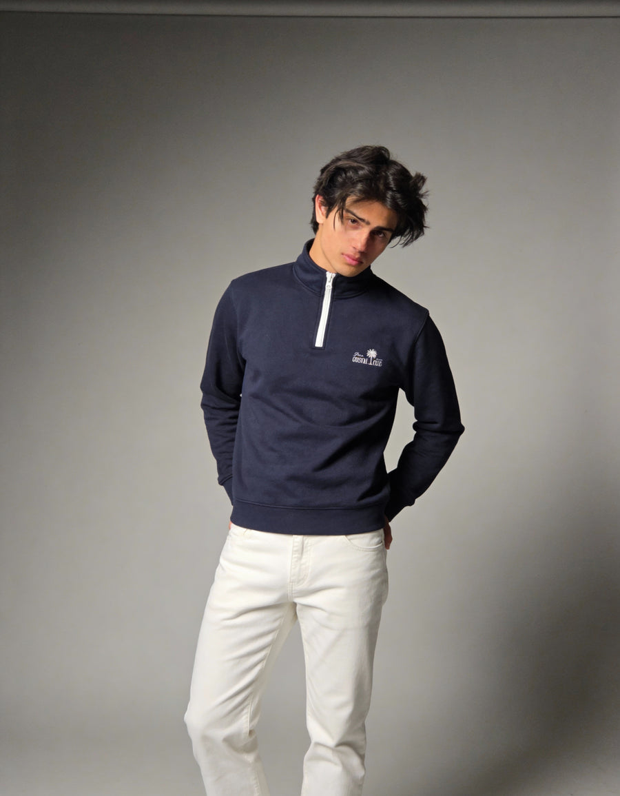 Deco Coastal Club Fleece Quarter Zip - Navy Blue - Image 2