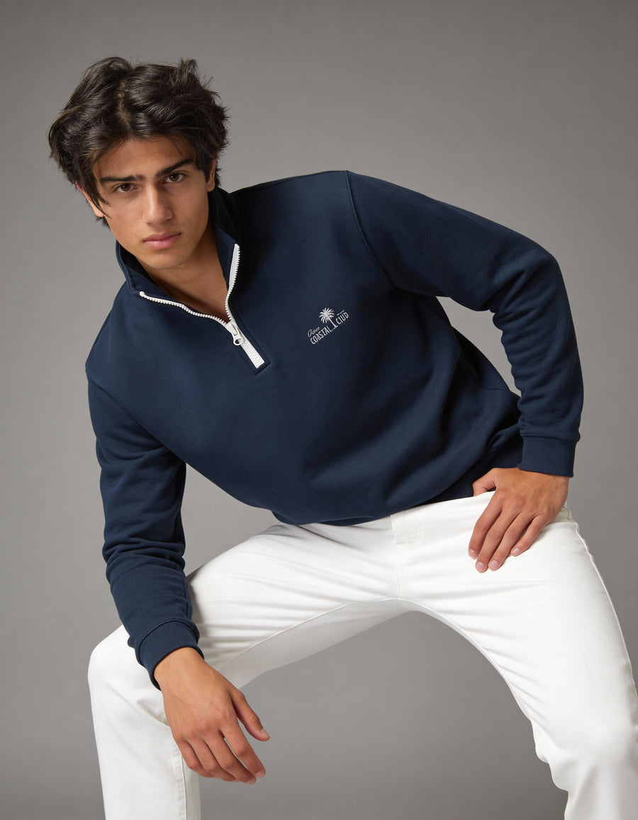 Deco Coastal Club Fleece Quarter Zip - Navy Blue - Image 5