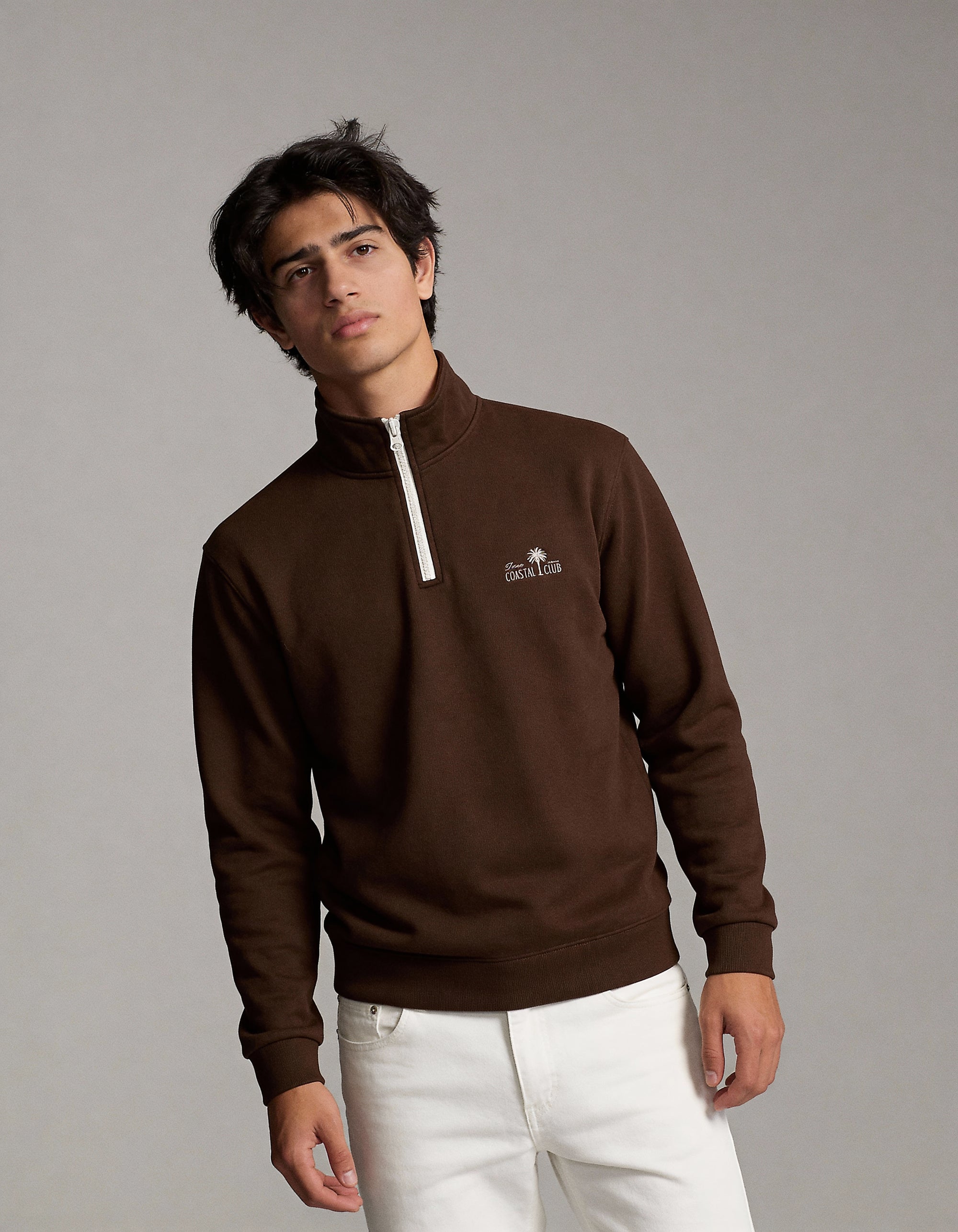 Deco Coastal Club Fleece Quarter Zip - Brown