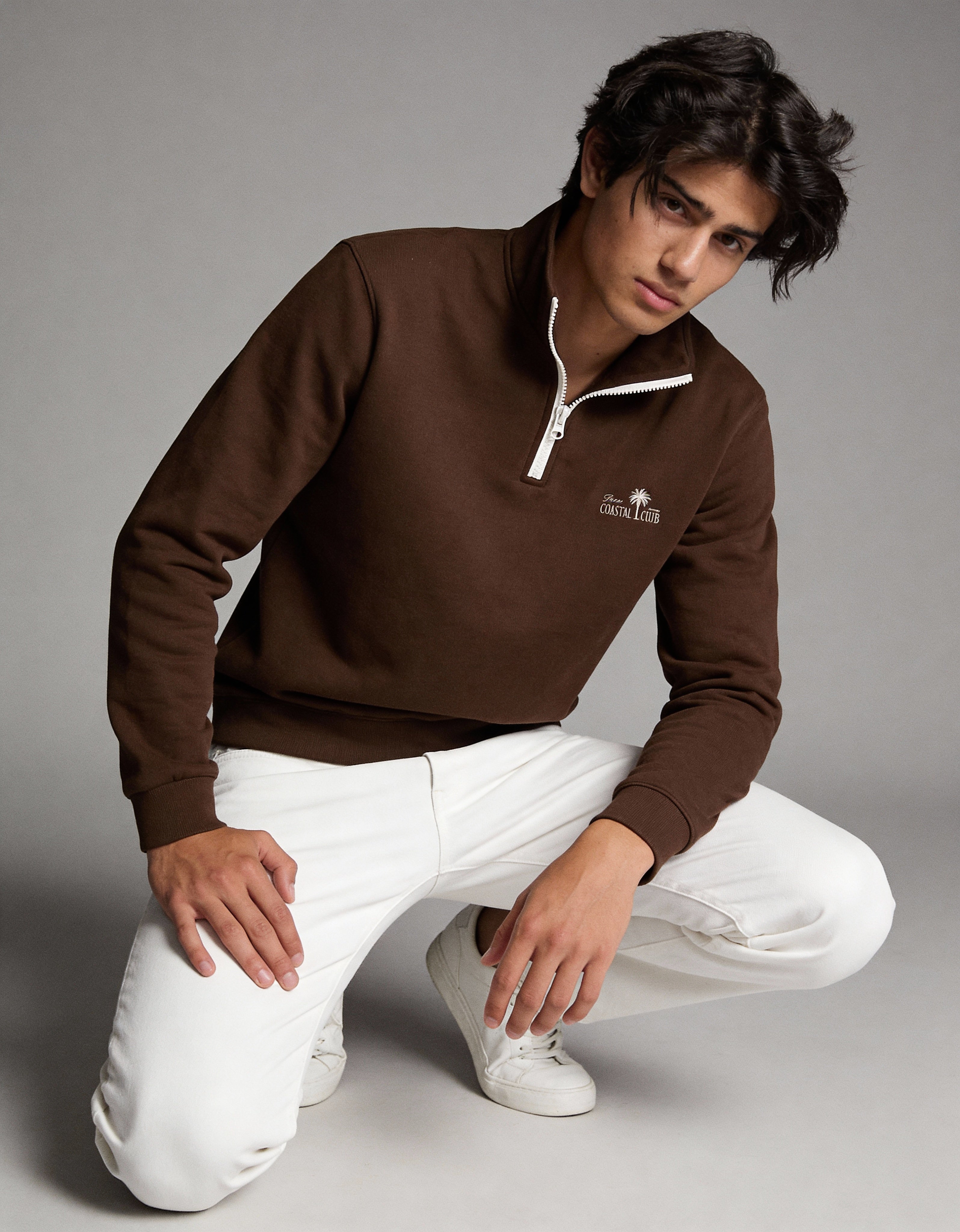 Deco Coastal Club Fleece Quarter Zip - Brown