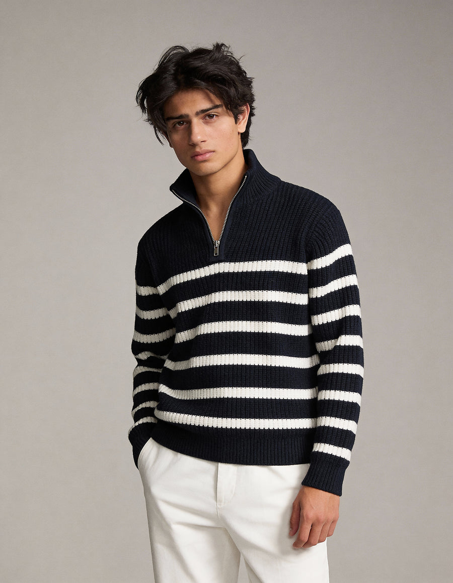 The Belmont Striped Sweater - Navy Blue (Unisex) - Image 3