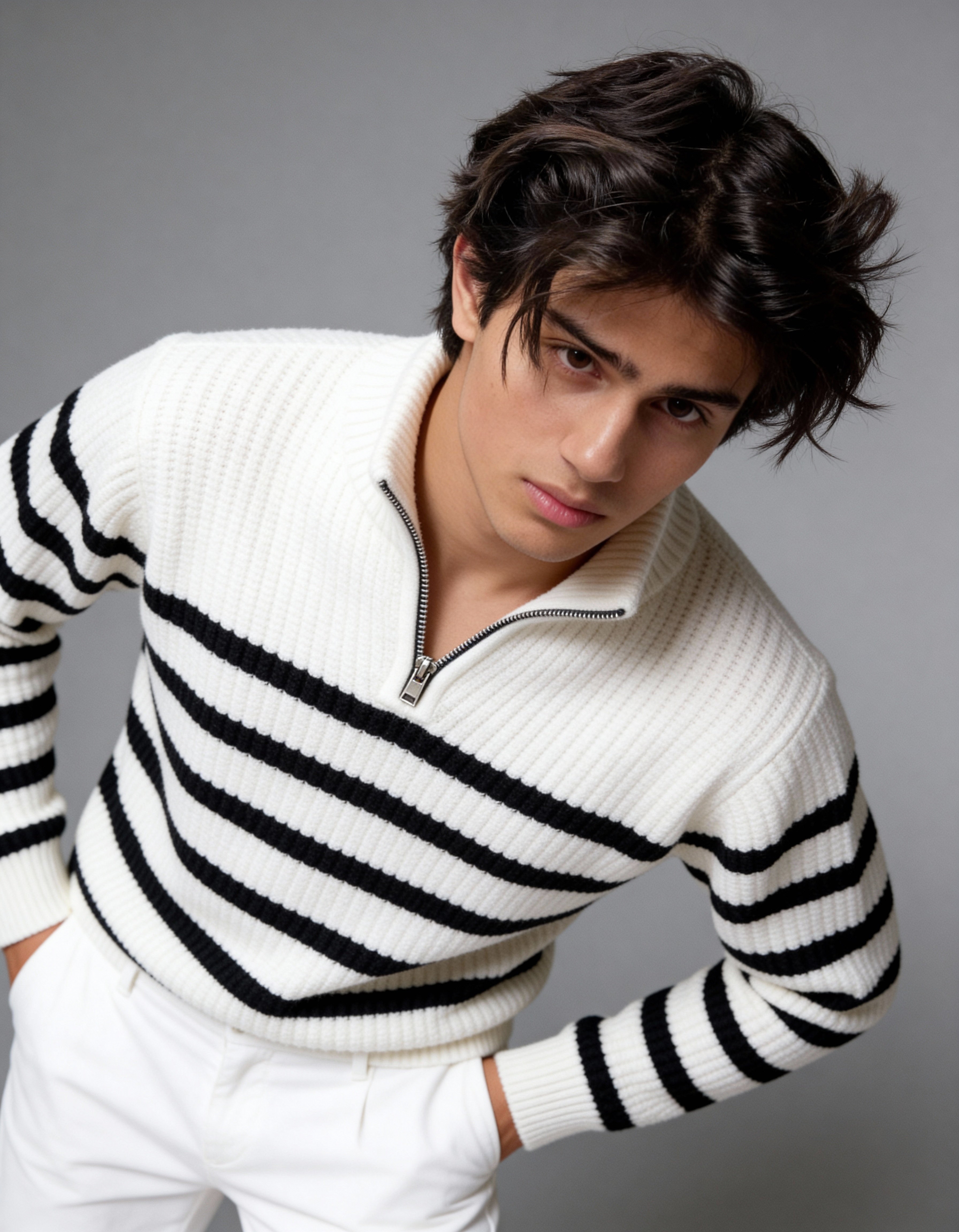 The Belmont Striped Sweater - White (unisex)