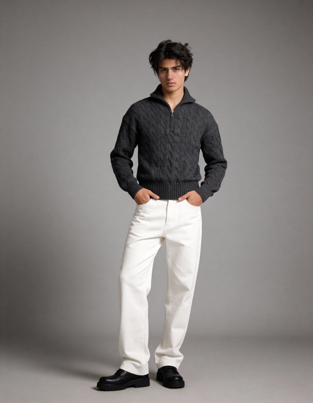 The Montclair Cableknit Sweater - Charcoal Grey (unisex)