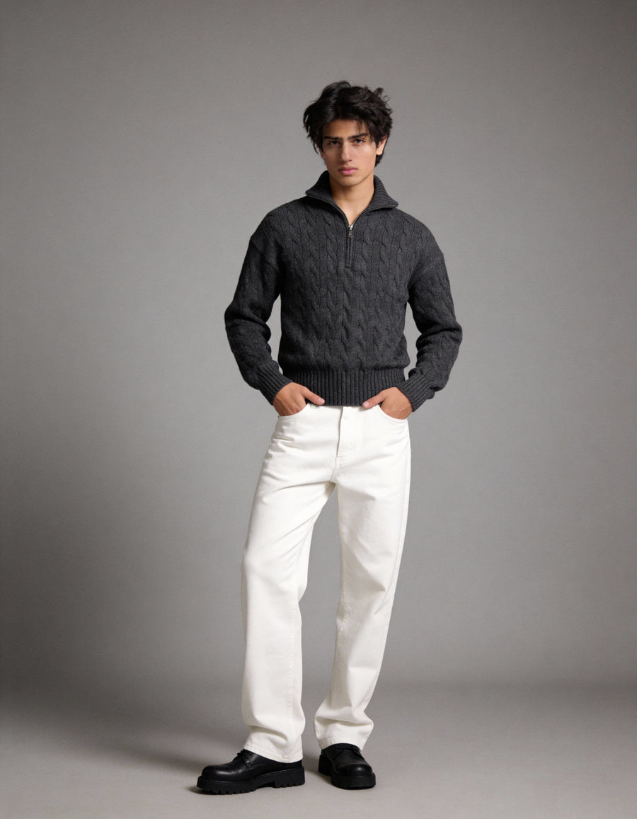 The Montclair Cableknit Sweater - Charcoal Grey (unisex) - Image 4